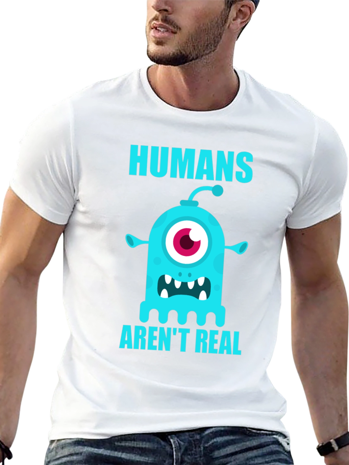 Black Humans Aren't Real Monster Graphic T-Shirt view 13