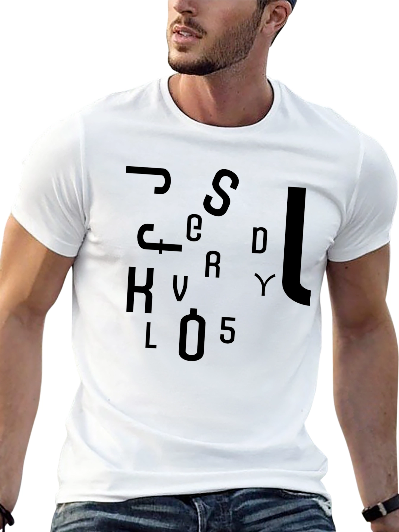 Black Abstract Lettering Graphic T-Shirt view 13