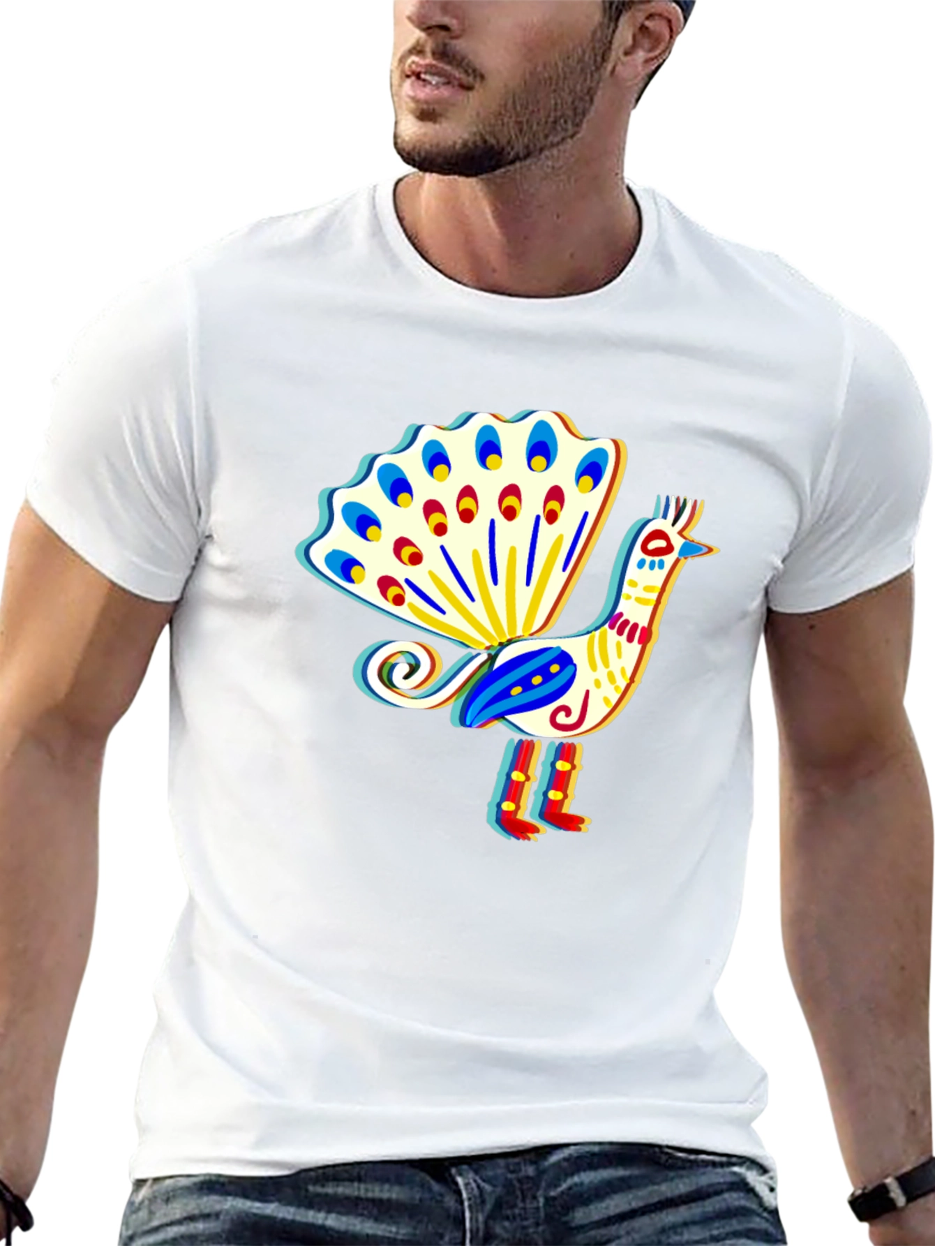 Black Peacock Graphic T-Shirt - Stylish Bird Design view 13
