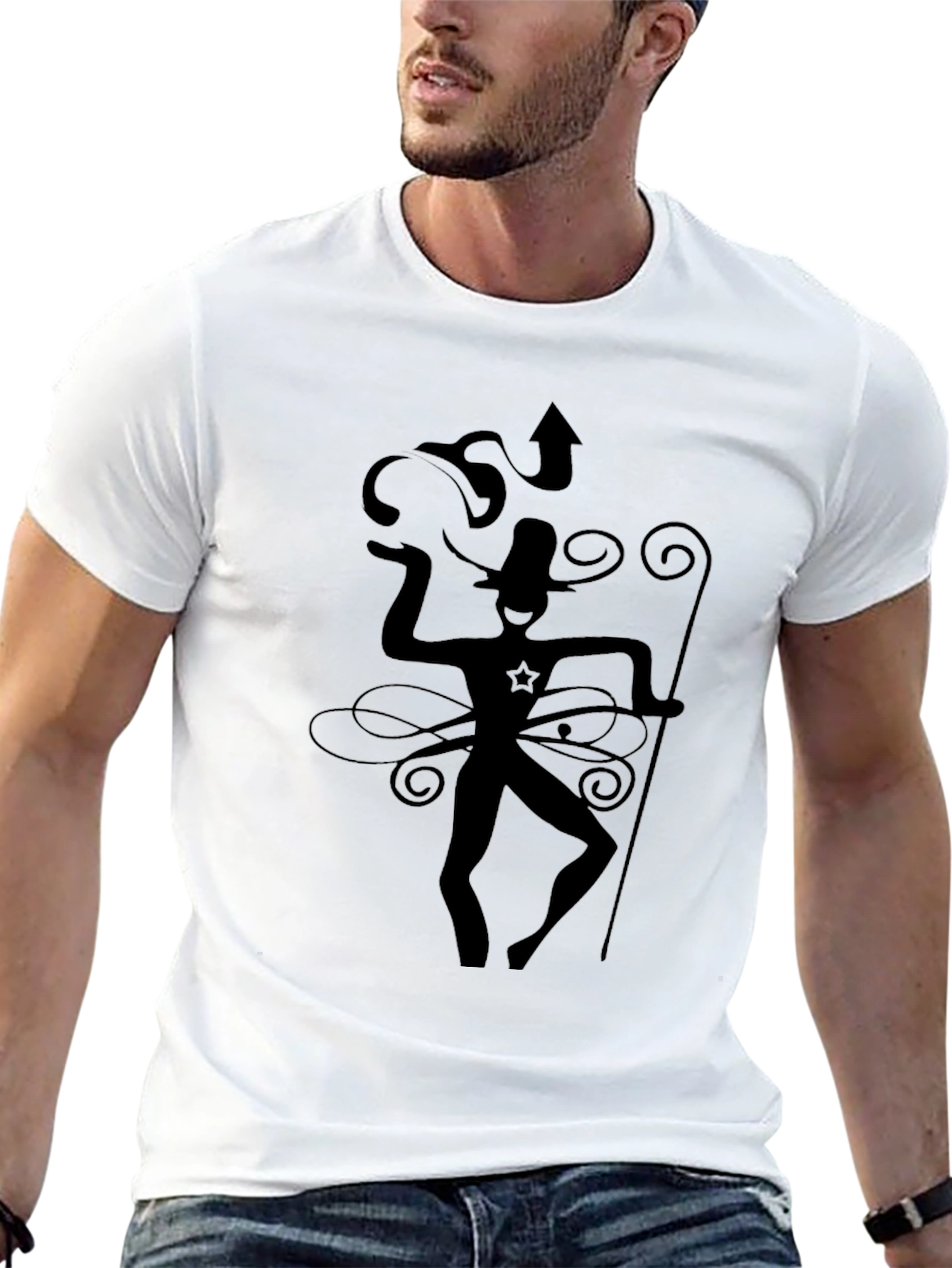 Black Mystical Silhouette Graphic Tee - Men's Black T-Shirt view 13