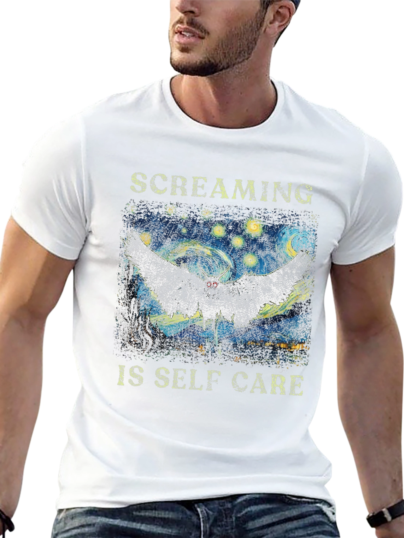 Black Screaming Is Self Care Graphic T-Shirt view 13