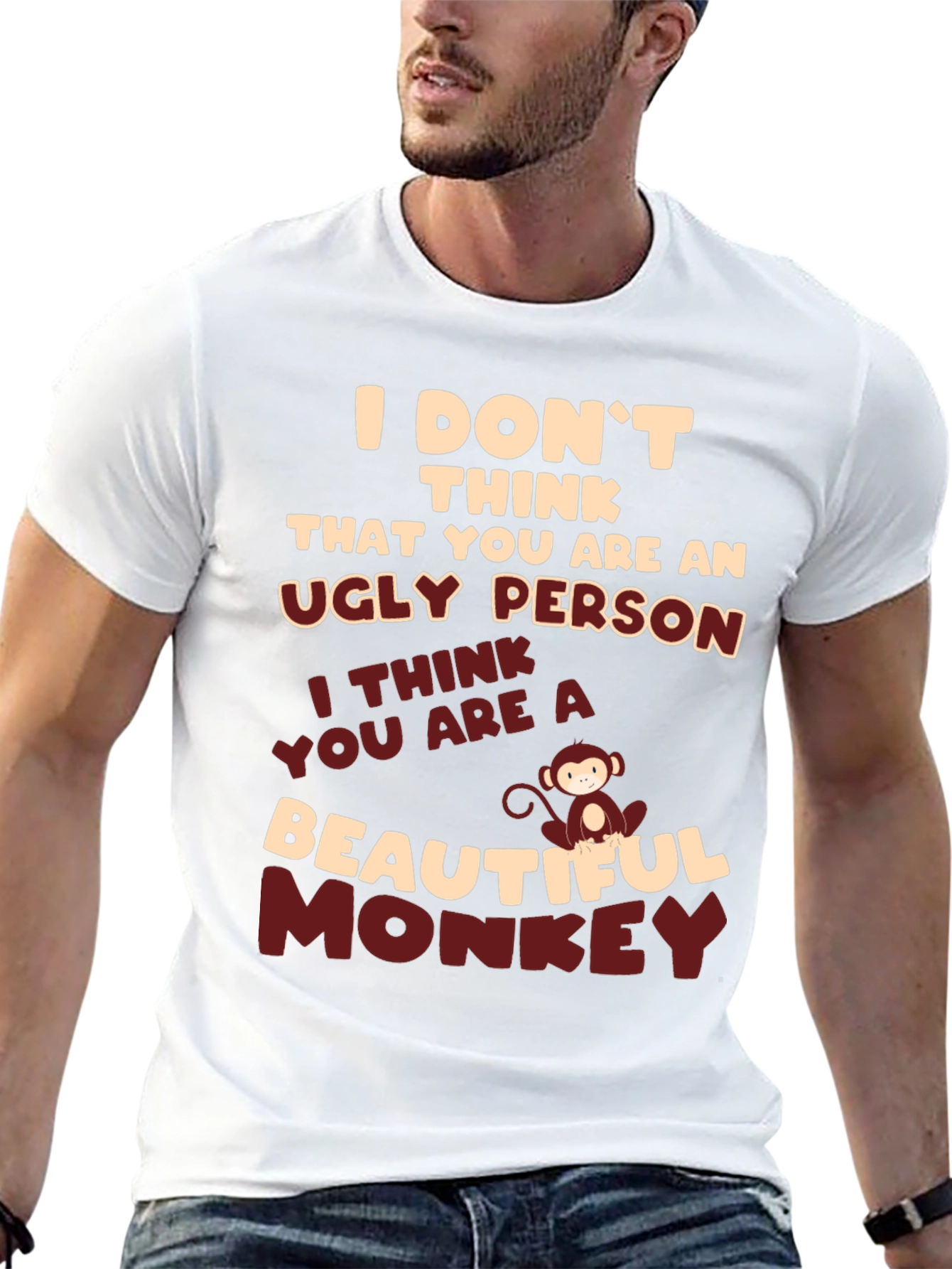 Black Funny Monkey T-Shirt: Ugly Person, Beautiful Monkey Tee view 13
