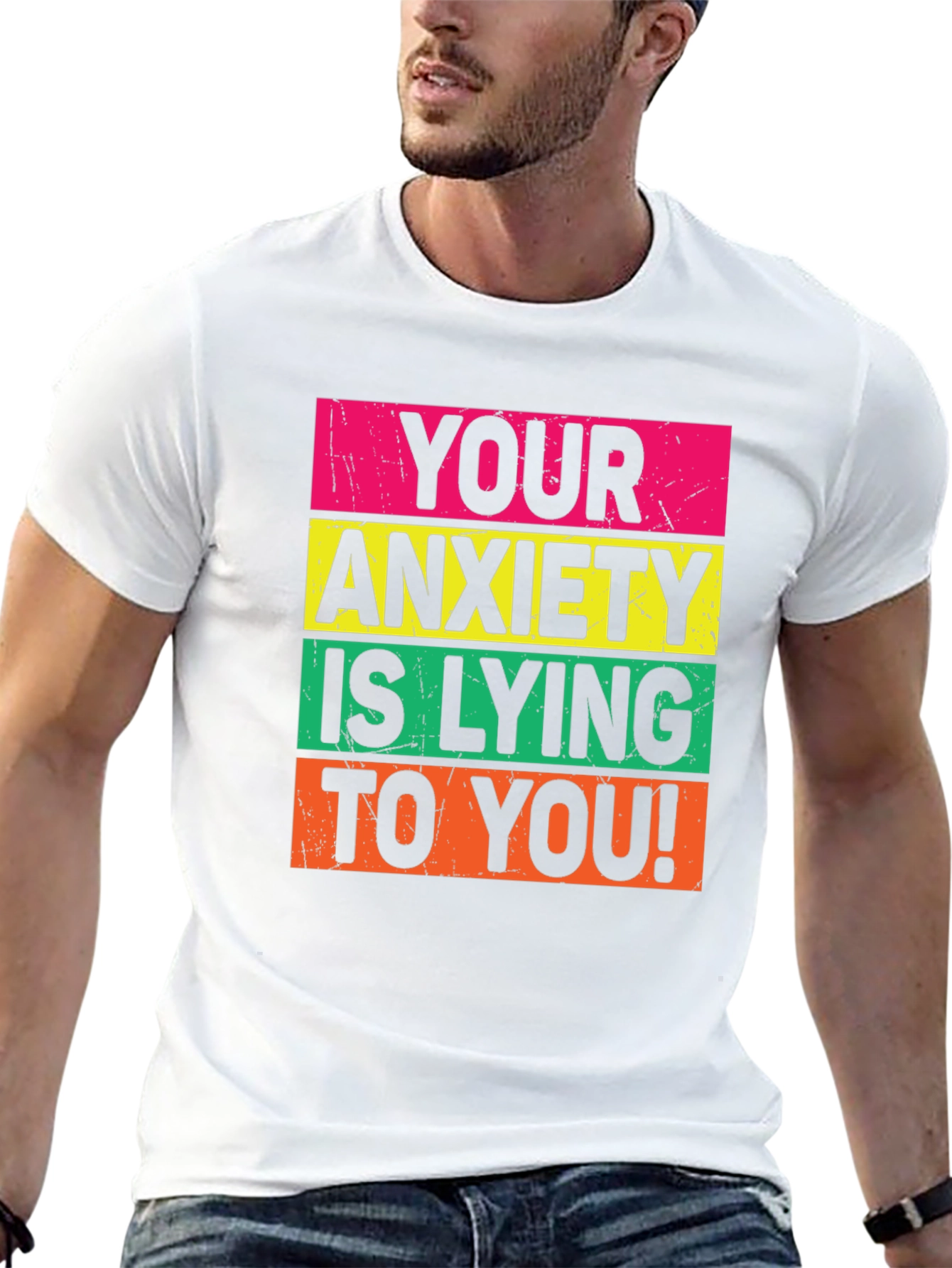 Black Anxiety Lying Graphic Tee - Positive Mindset T-Shirt view 13