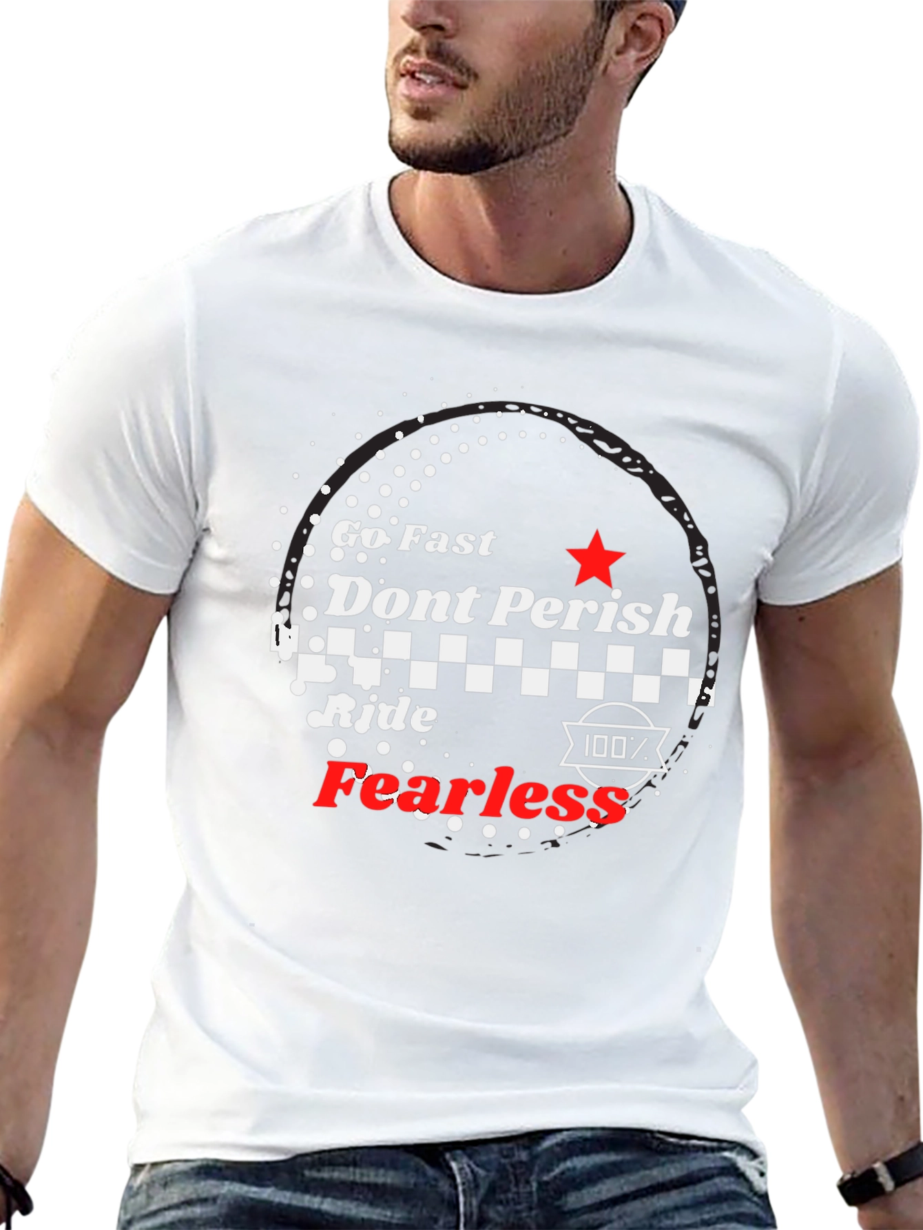Black Go Fast Fearless Ride Black Graphic Tee view 13