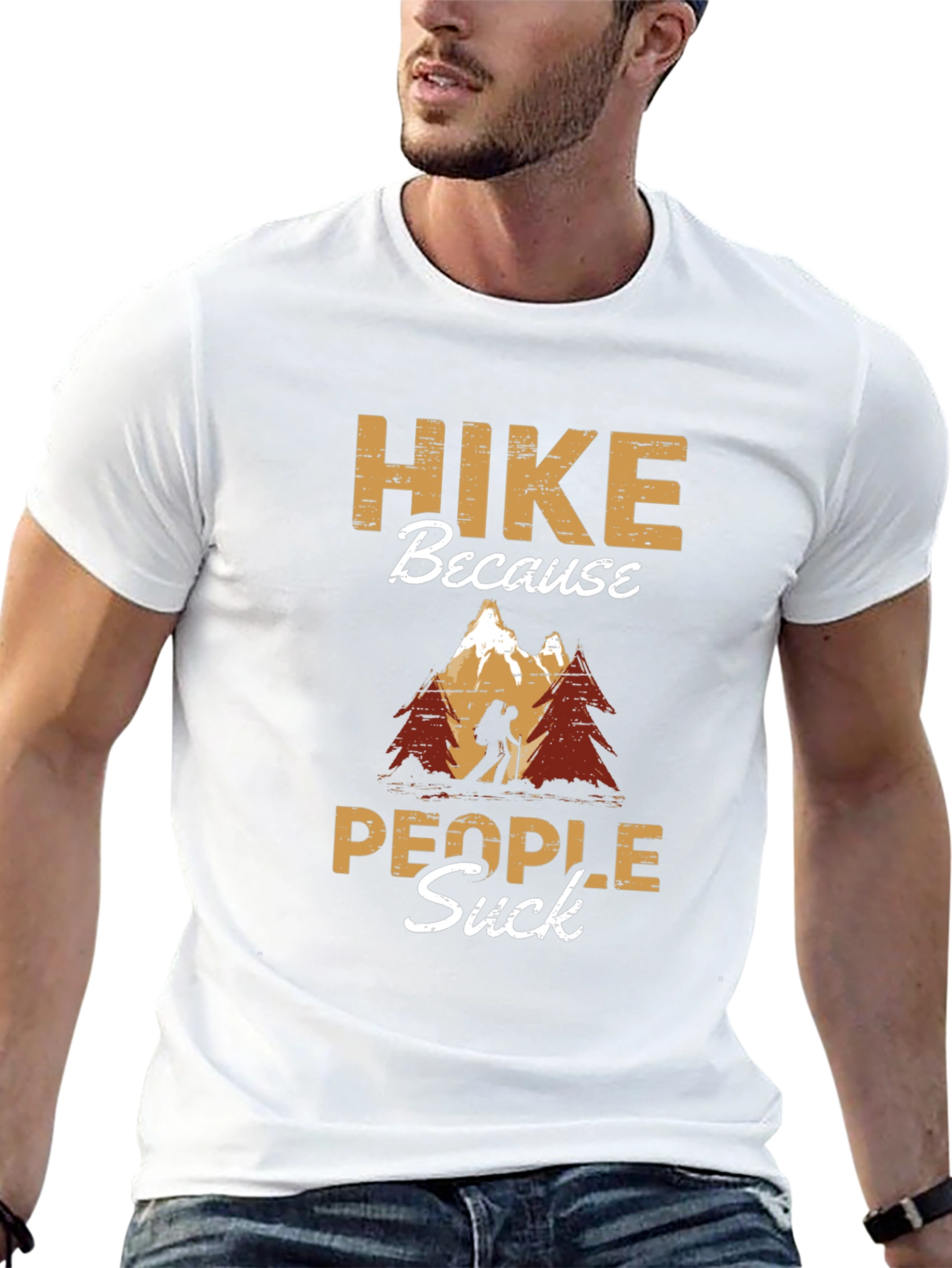 Black Hike Because People Suck T-Shirt view 13