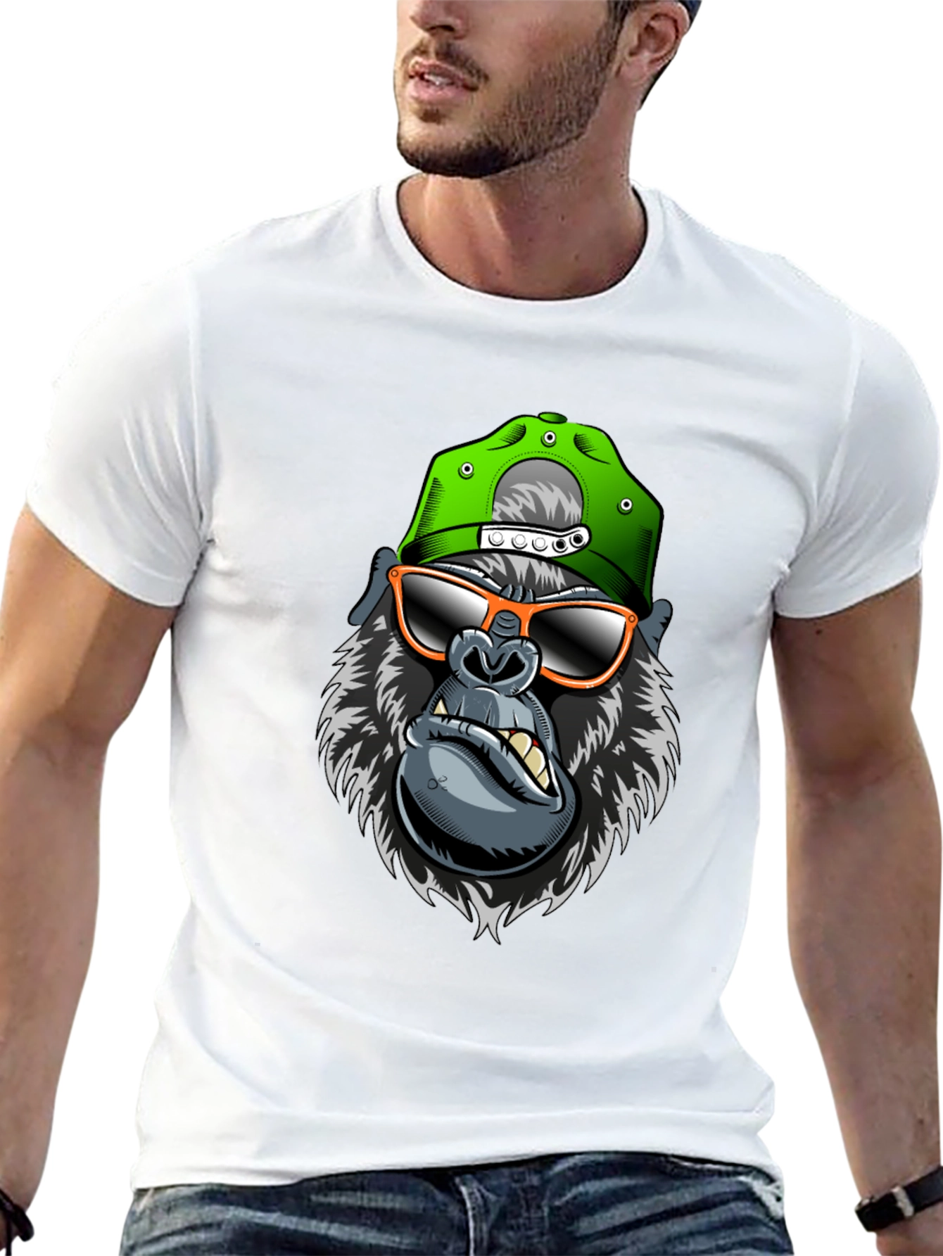 Black Cool Gorilla Graphic Tee view 13