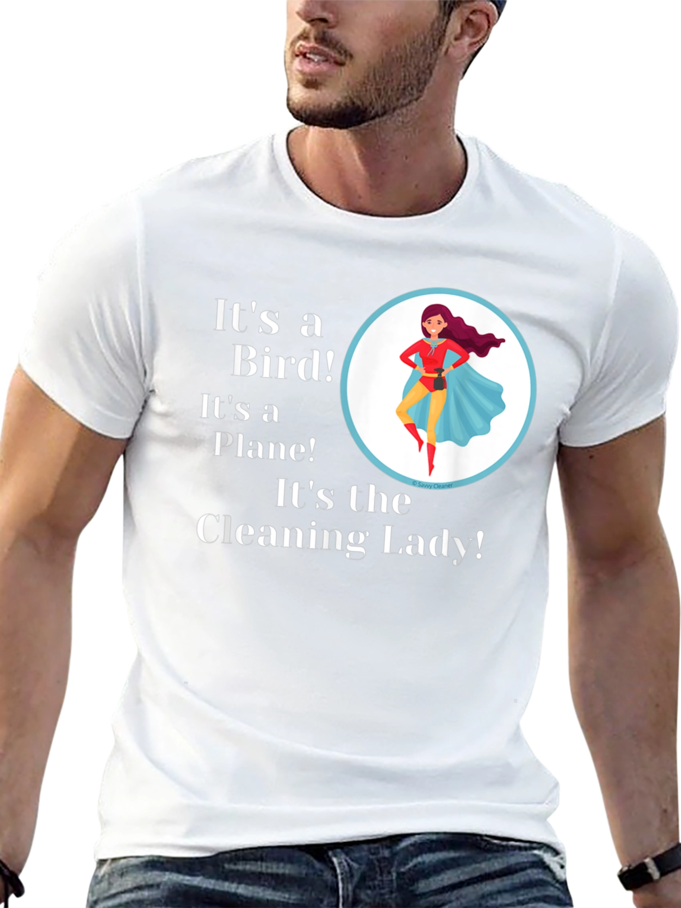 Black Funny Cleaning Lady Superhero T-Shirt view 13