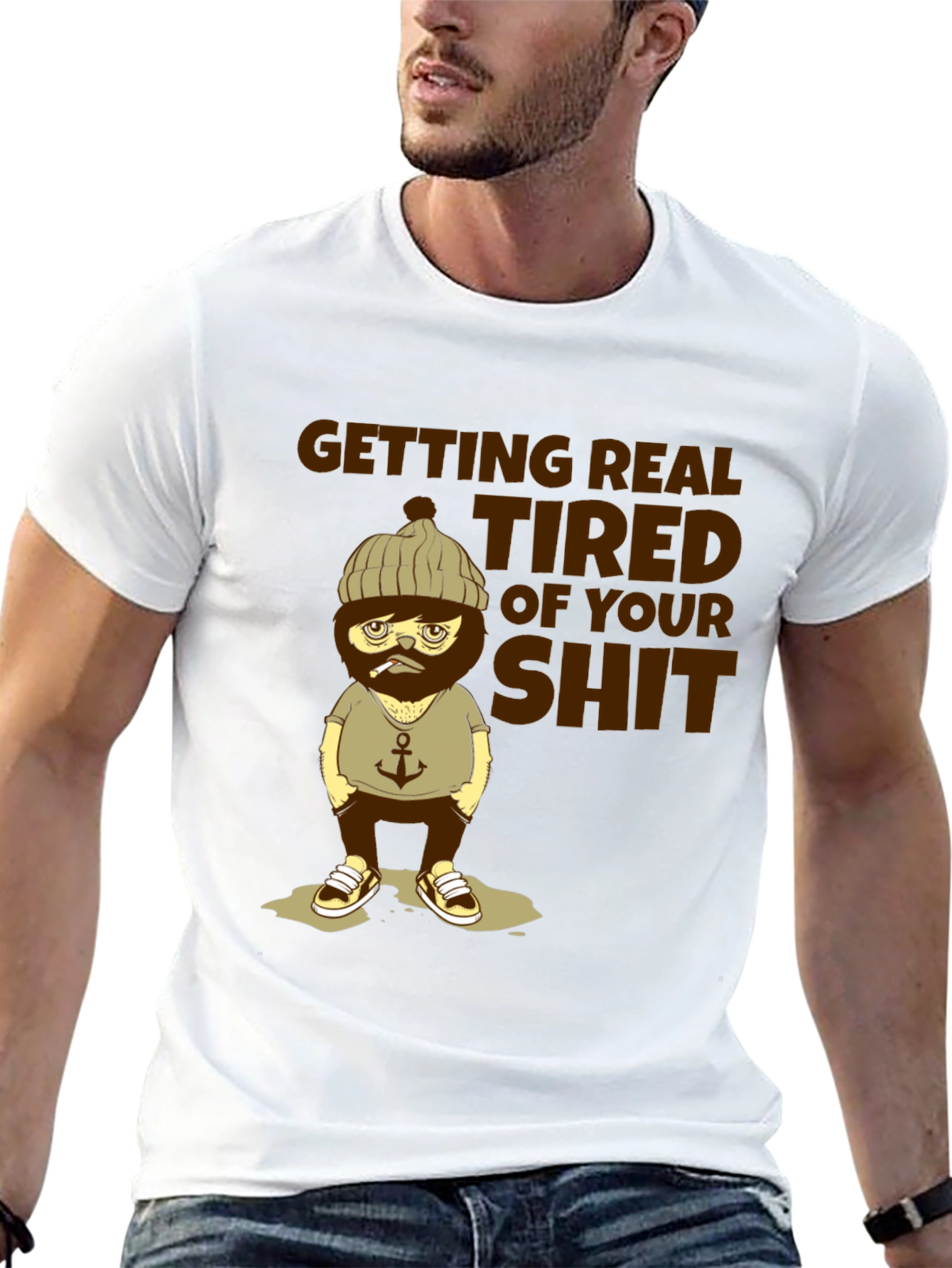 Black "Getting Real Tired" Graphic T-Shirt view 13