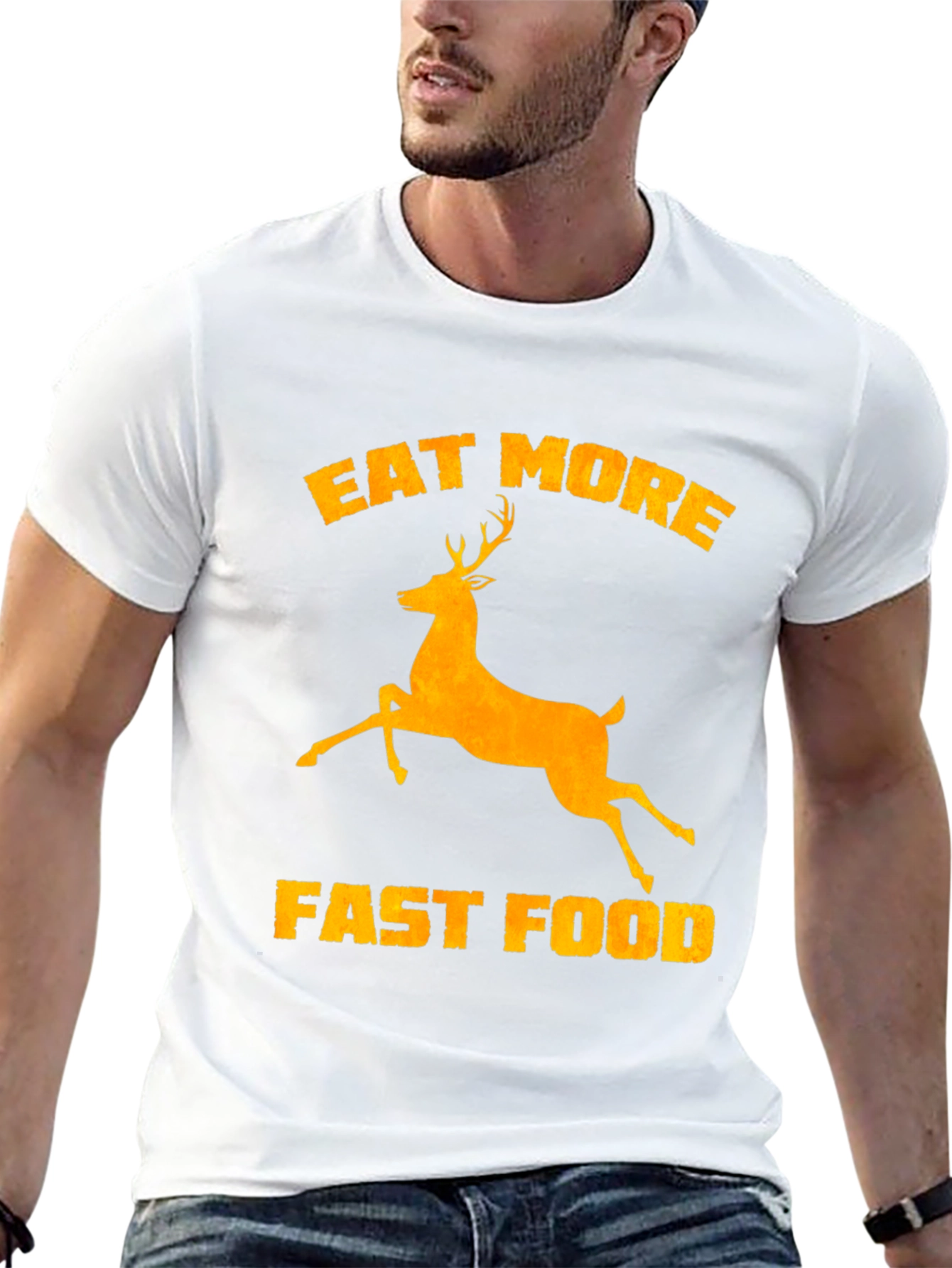 Black Eat More Deer Fast Food Graphic Tee view 13