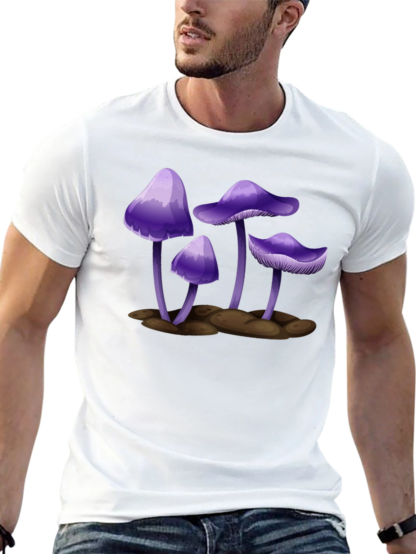 Black Purple Mushroom Graphic T-Shirt - Black view 13