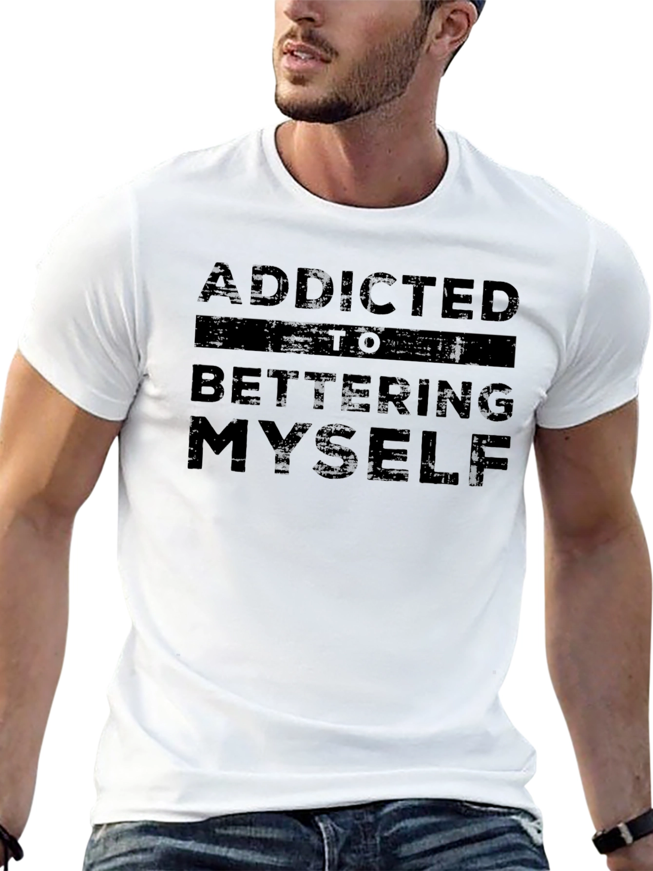 Black Addicted to Bettering Myself Graphic Tee view 13
