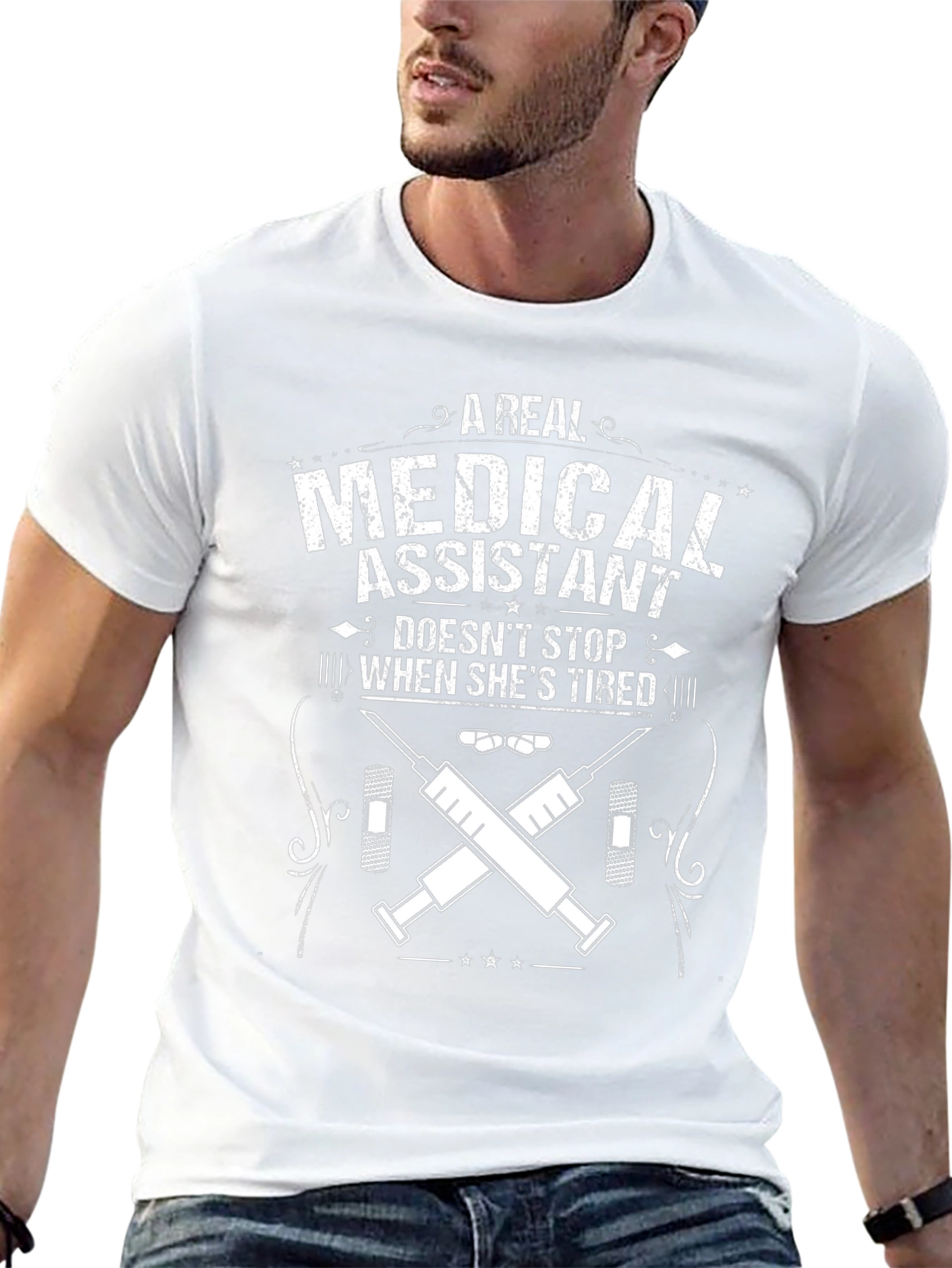 Black Medical Assistant T-Shirt - Never Stops view 13