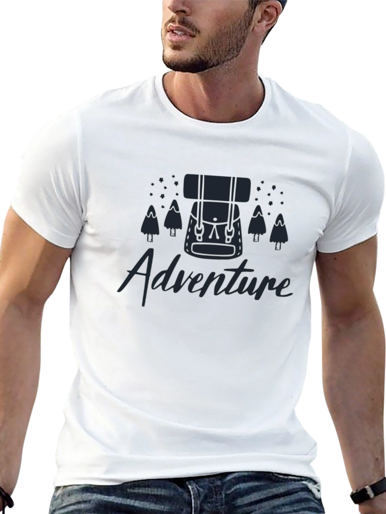 Black Adventure Graphic Tee - Hiking Backpack Design view 13