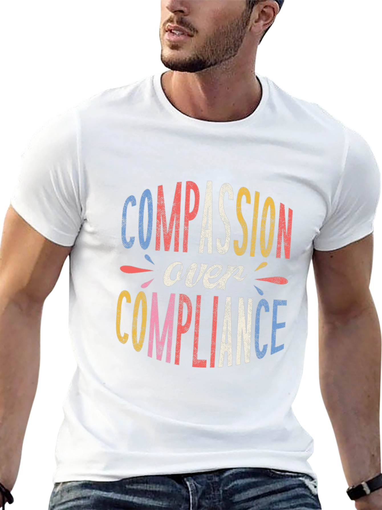 Black Compassion Over Compliance Graphic Tee - Black view 13