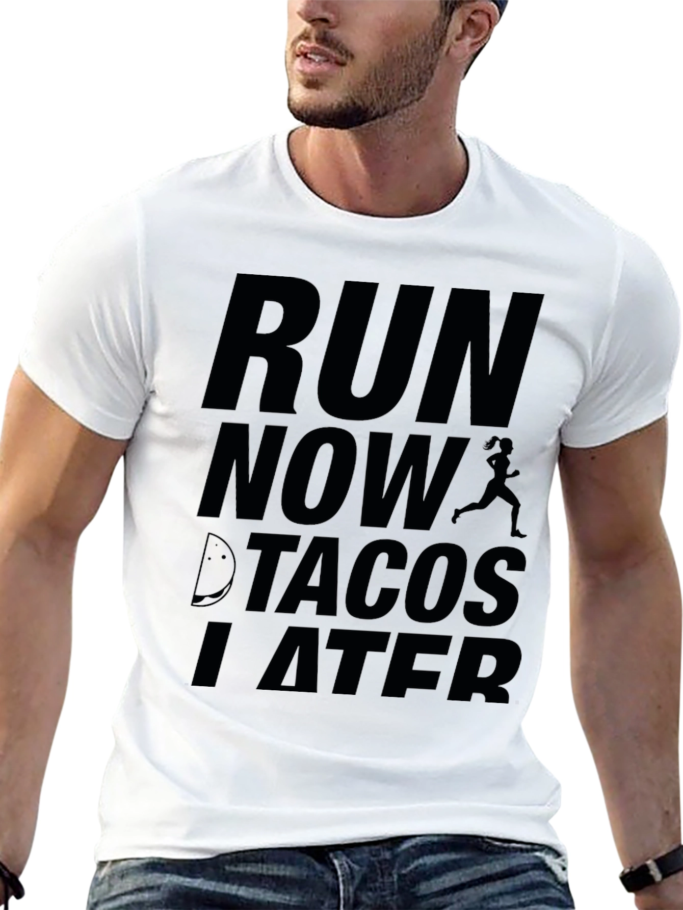 Black Run Now Tacos Later Graphic Tee view 13