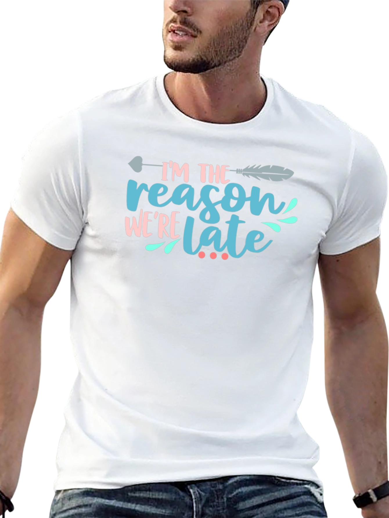 Black I'm The Reason We're Late T-Shirt view 13