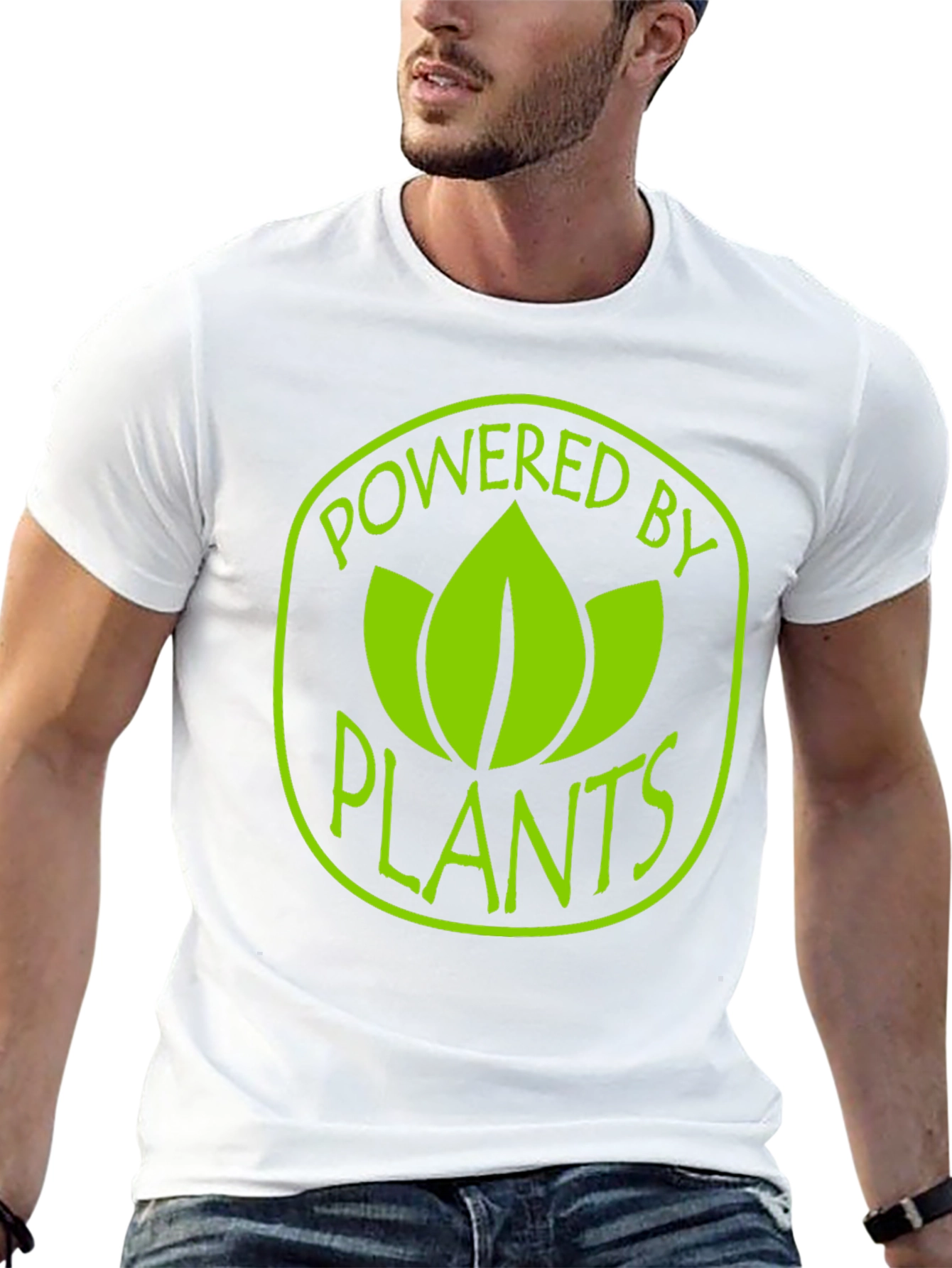 Black Powered By Plants T-Shirt - Vegan Lifestyle Tee view 13