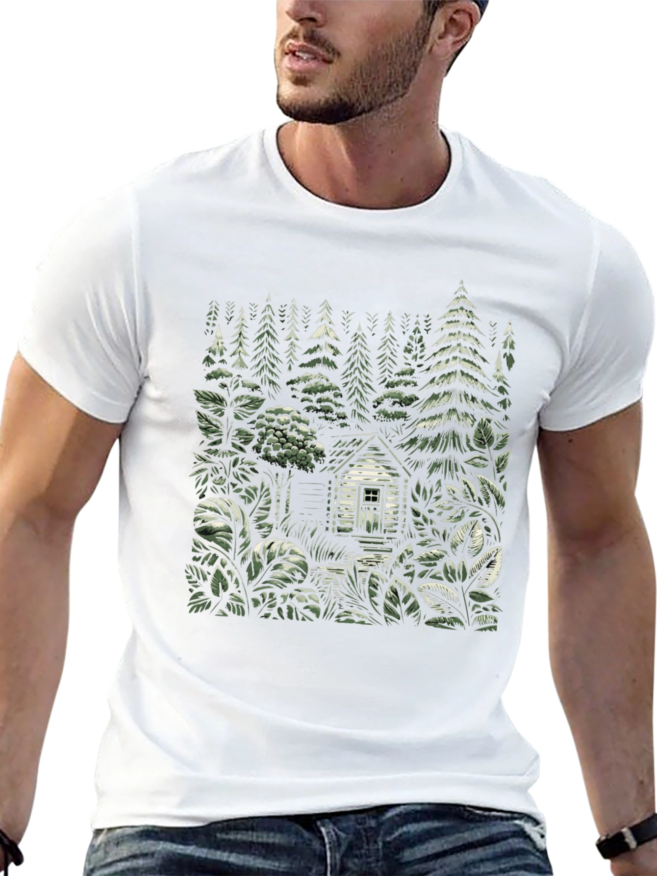 Black Cabin in the Woods Graphic Tee - Nature Lover Shirt view 13