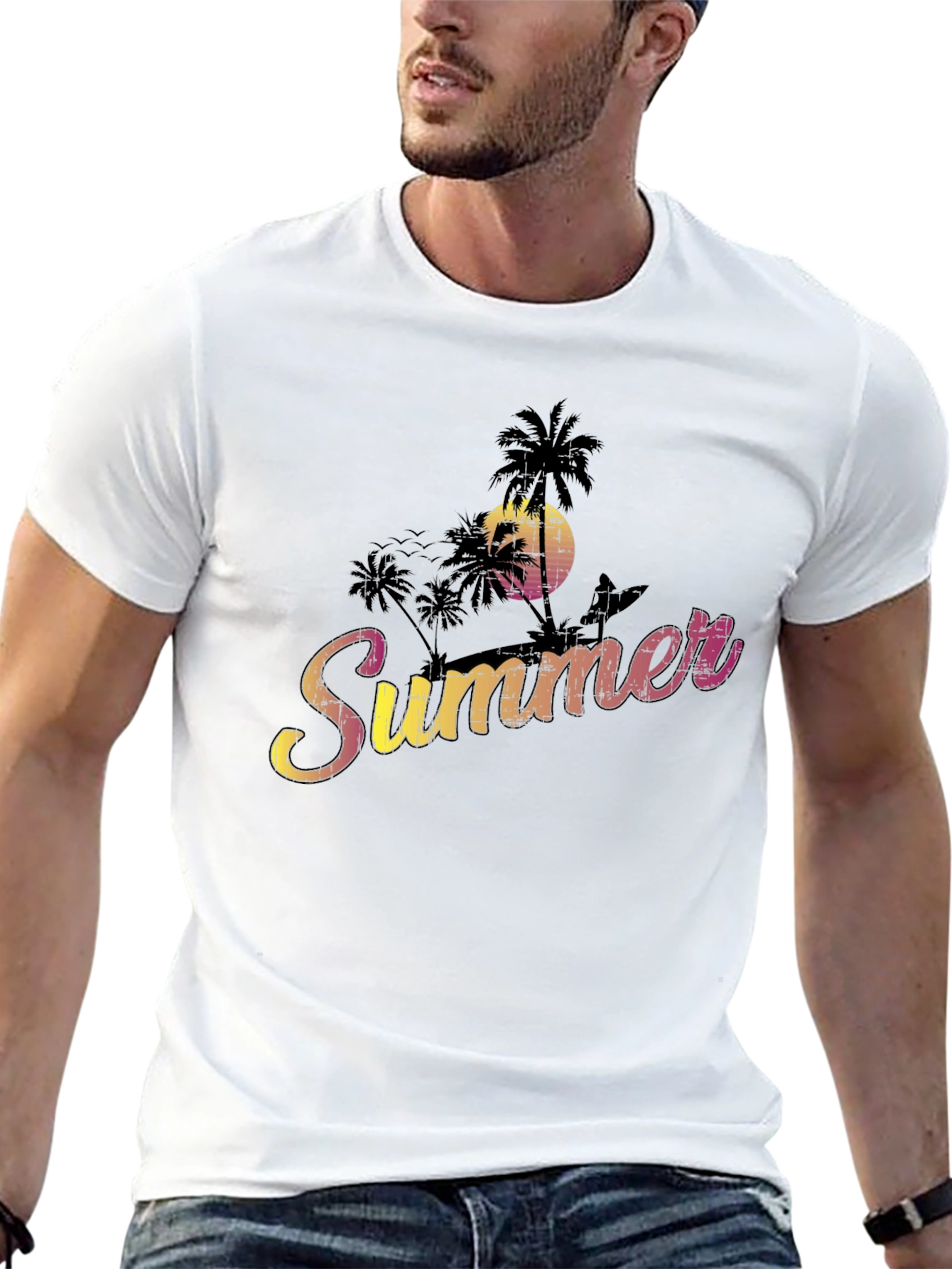 Black Summer Vibe Graphic Tee - Black Cotton Blend view 13