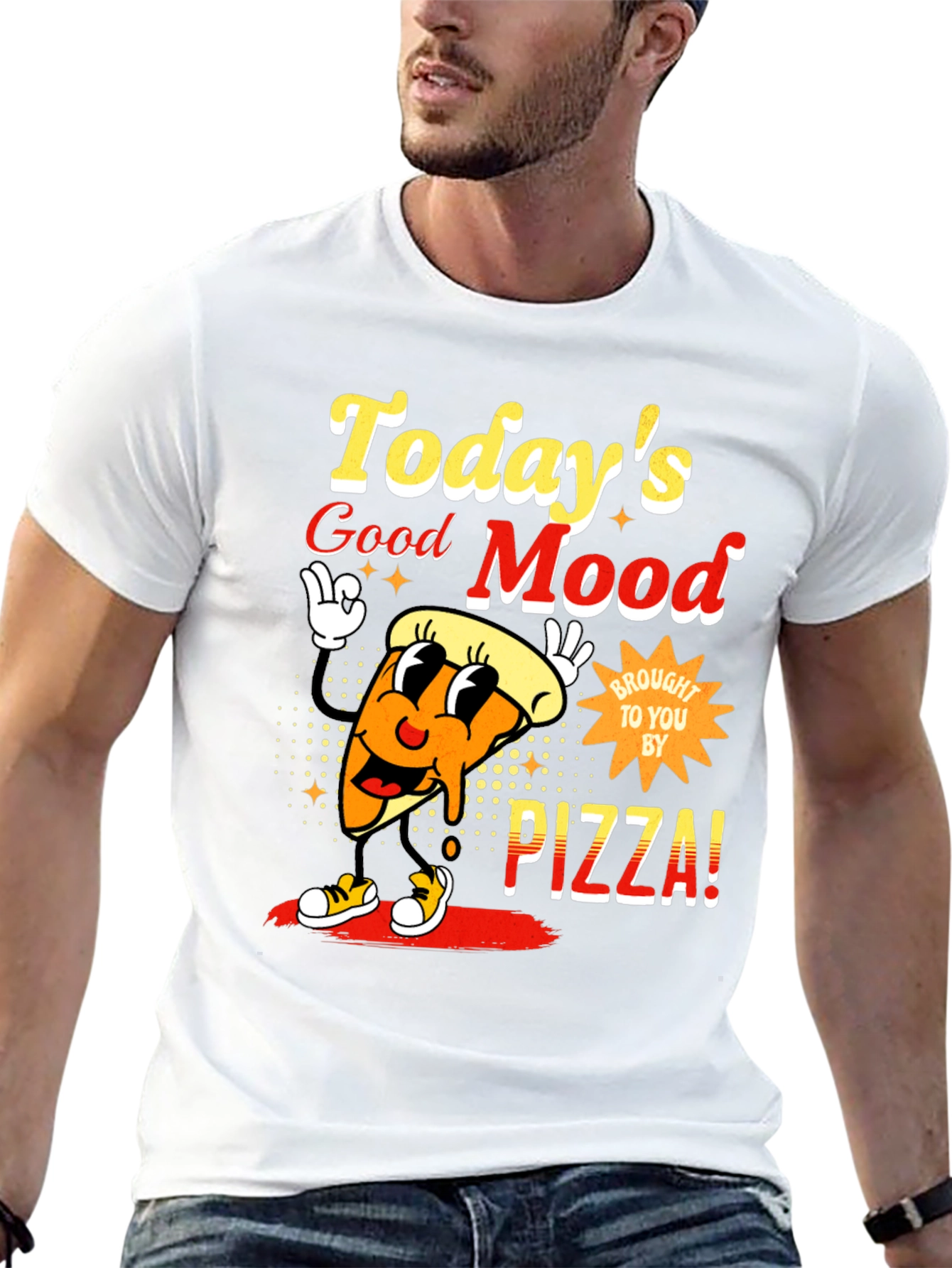 Black Today's Good Mood Pizza Graphic Tee view 13