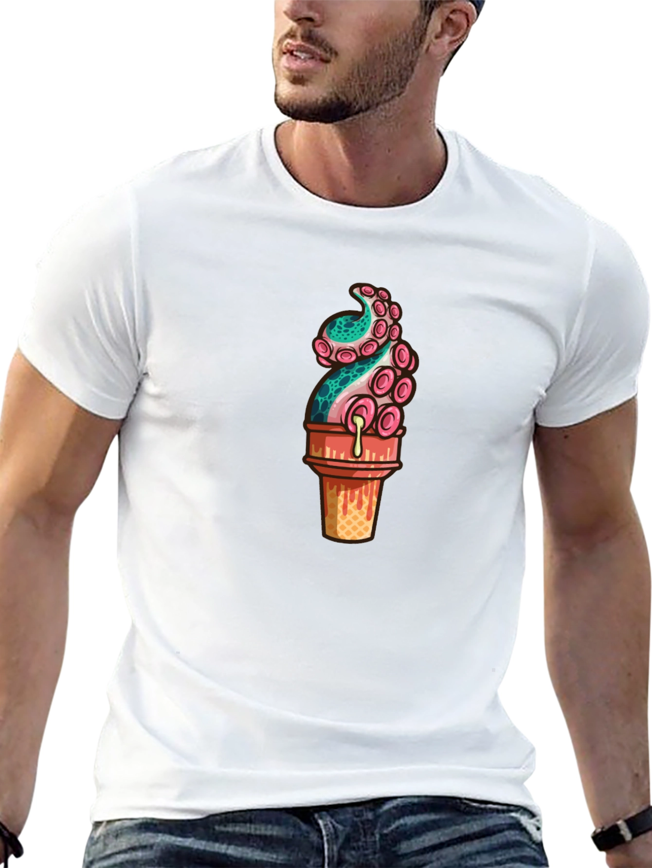 Black Octopus Ice Cream Graphic Tee view 13
