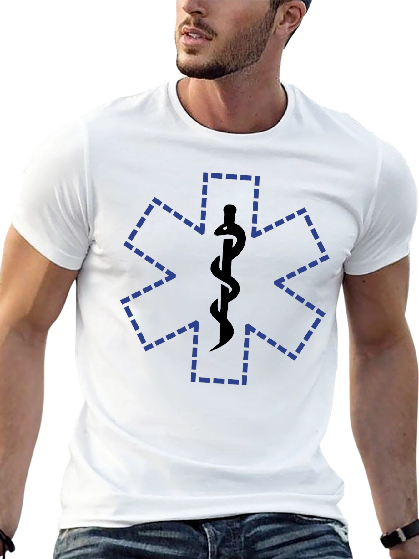 Black Medical Symbol Black T-Shirt view 13