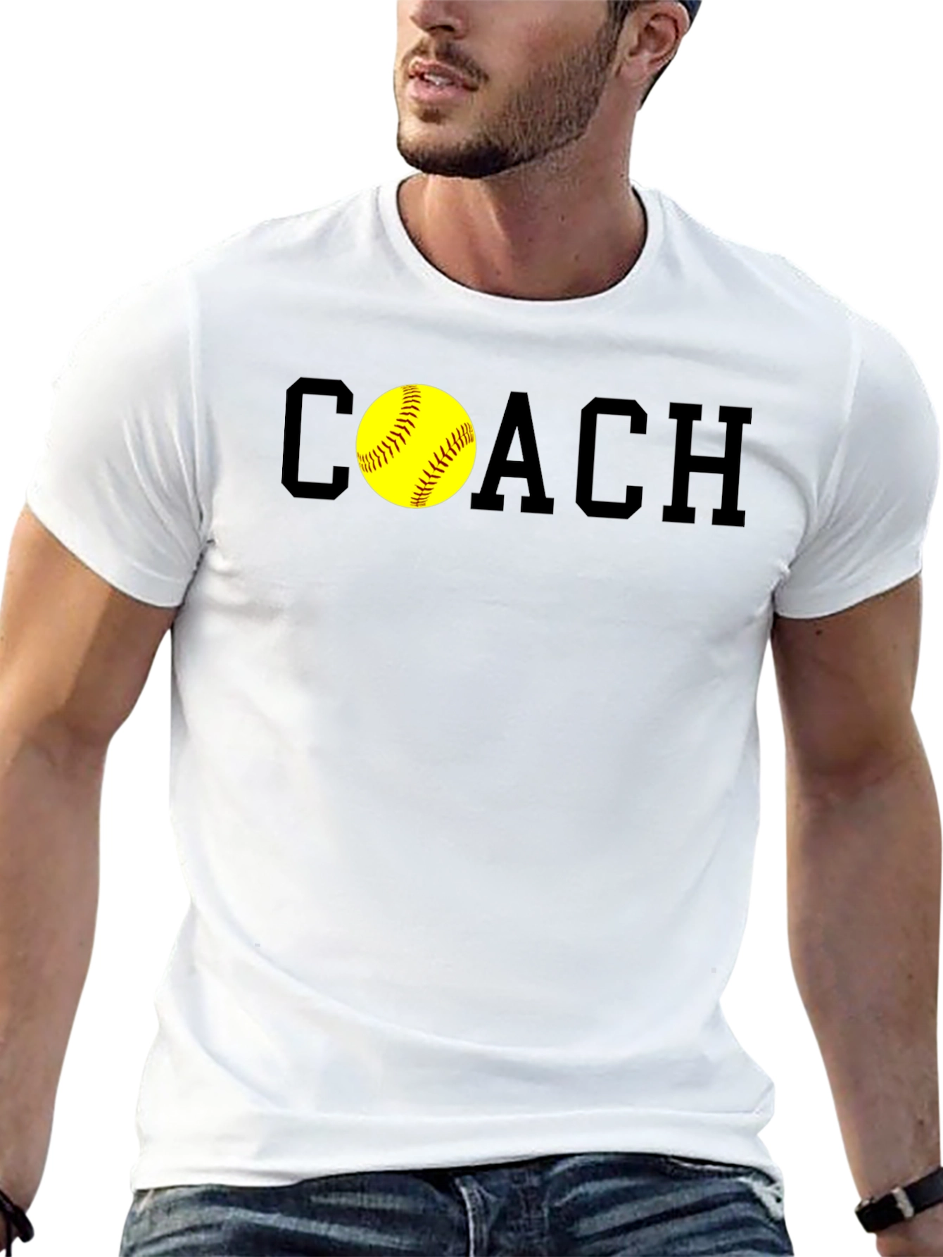 Black Softball Coach T-Shirt - Stylish & Comfortable view 13