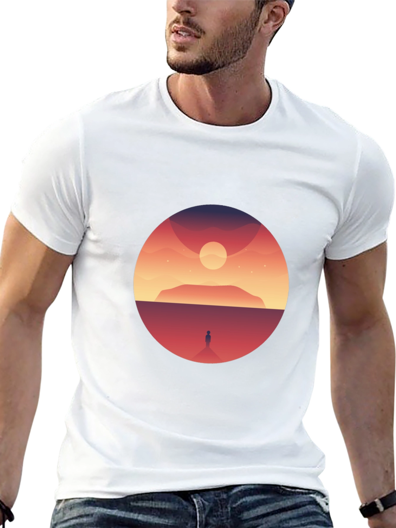 Black Sunset Silhouette Graphic Tee - Soft Cotton Blend view 13
