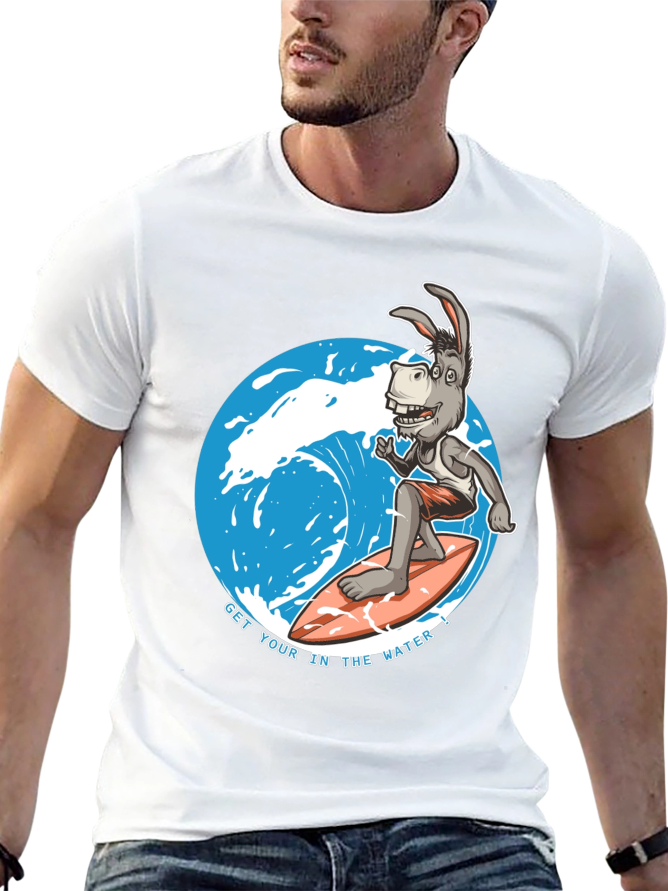 Black Surfing Donkey Graphic T-Shirt view 13