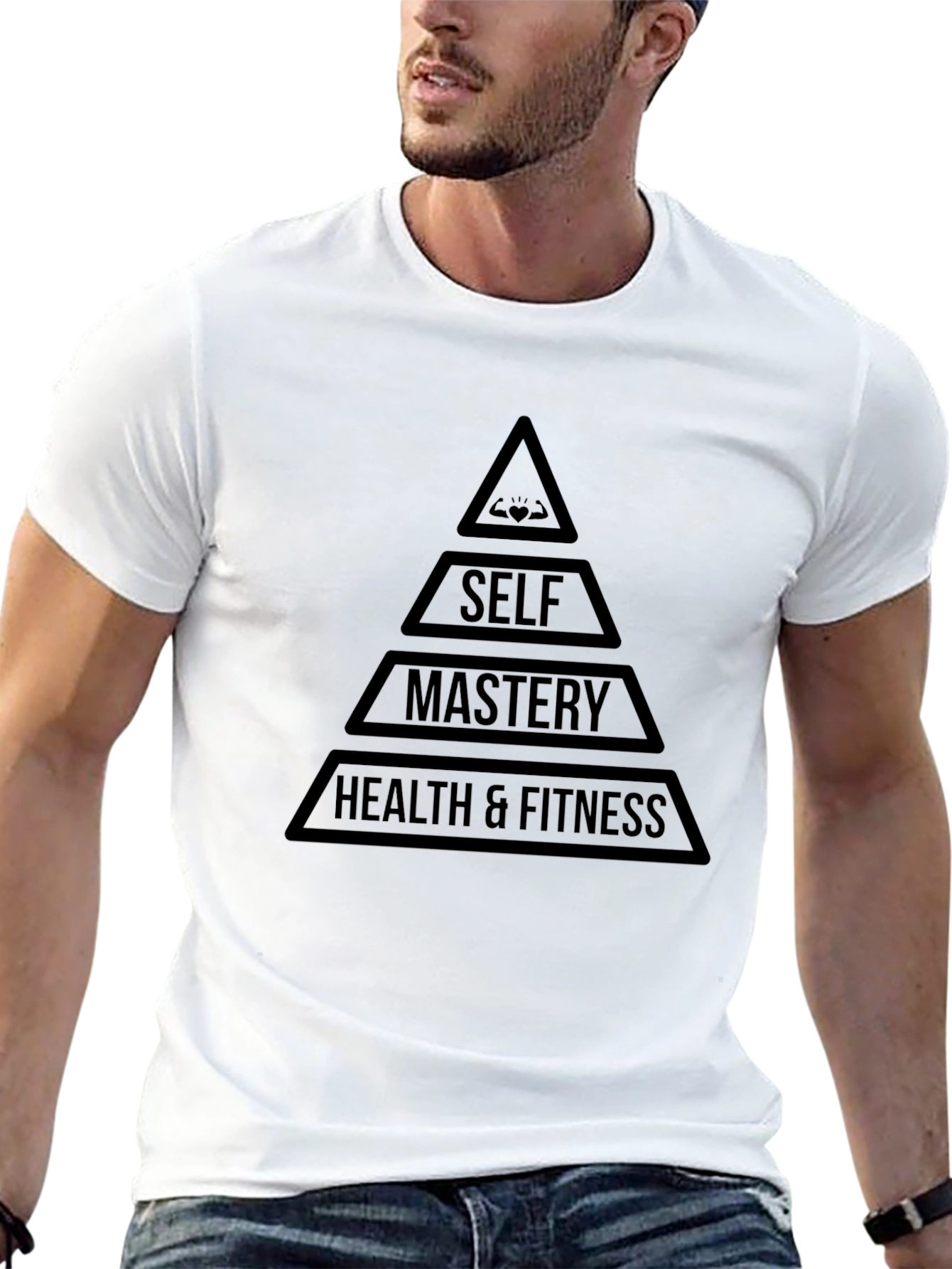 Black Self-Mastery Pyramid Black T-Shirt view 13
