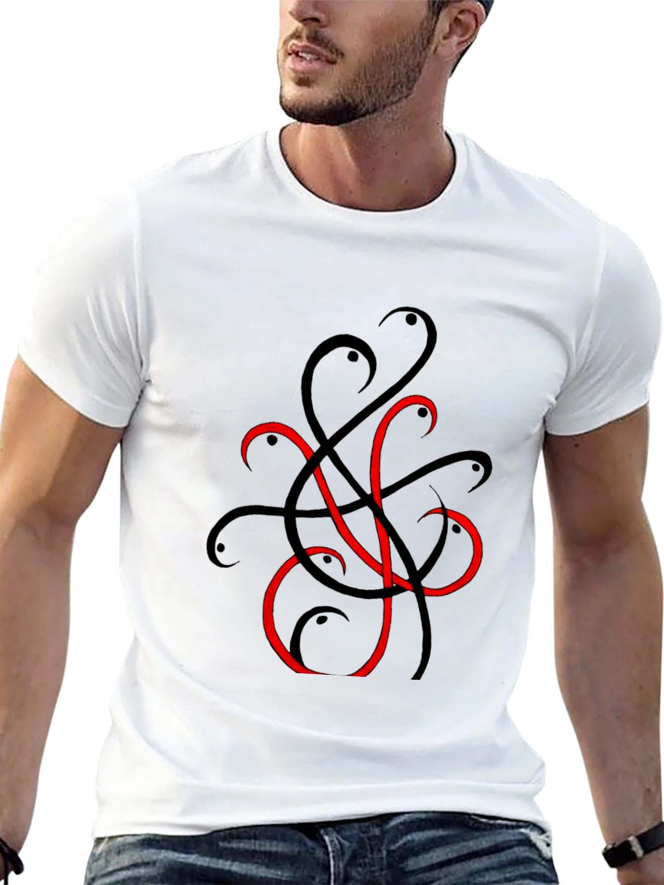 Black Abstract Snakes Tee - Cool Graphic T-Shirt view 13