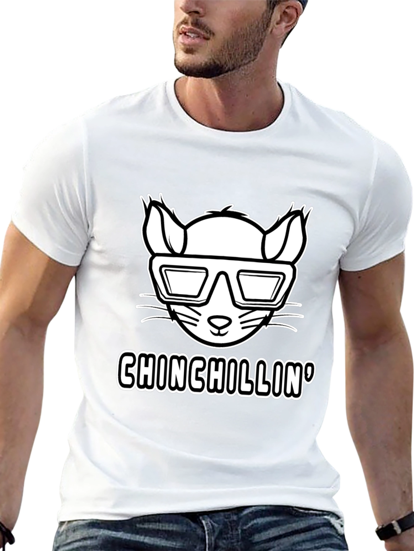Black Chinchillin' T-Shirt - Cool Rodent Design view 13