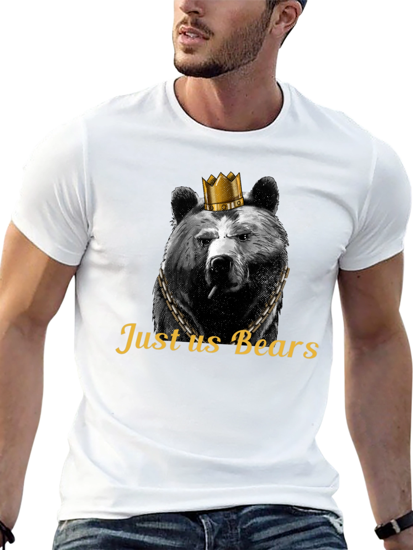 Black Just Us Bears Graphic Tee - King Bear T-Shirt view 13
