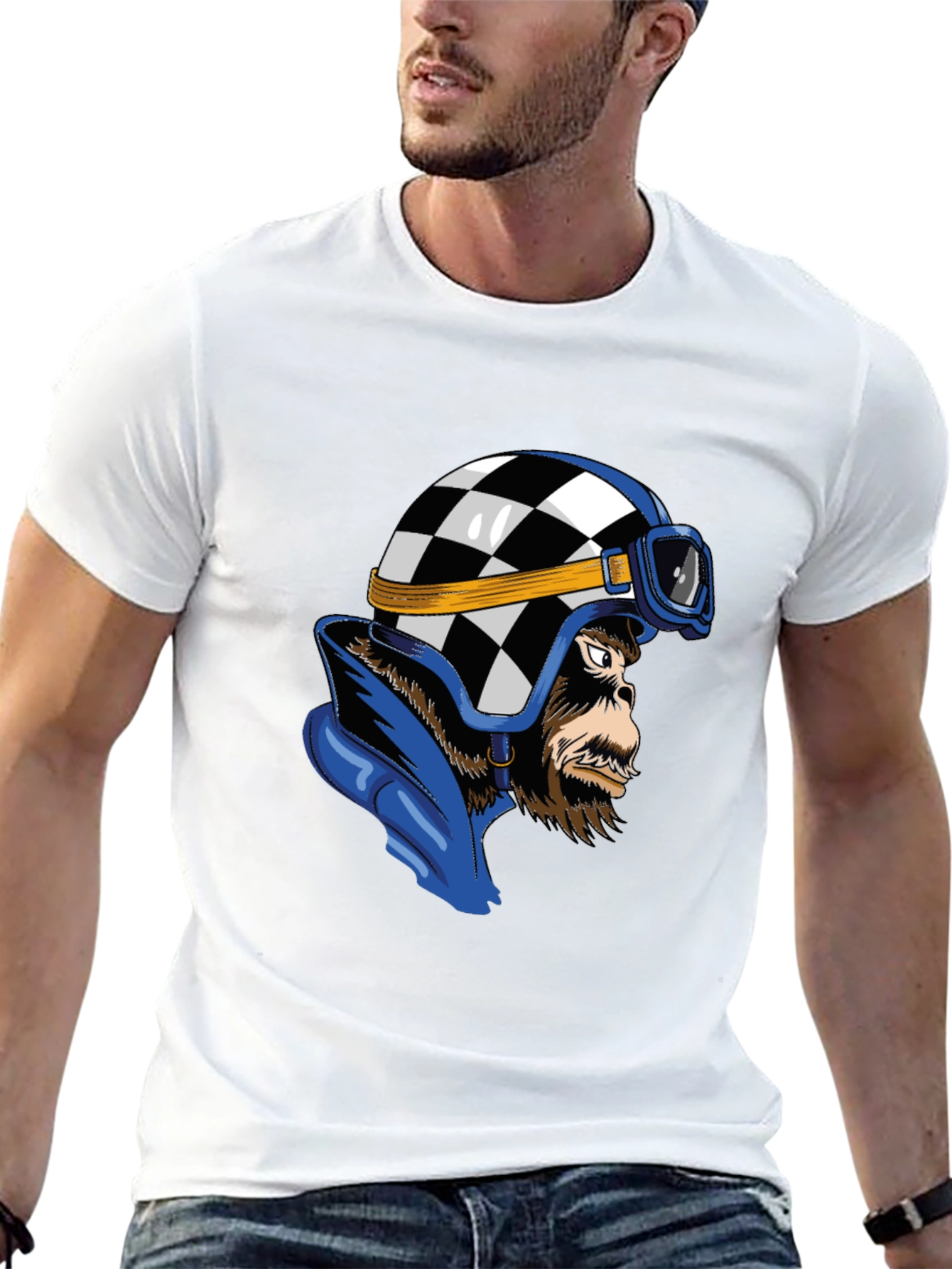 Black Retro Racer Gorilla Graphic T-Shirt view 13