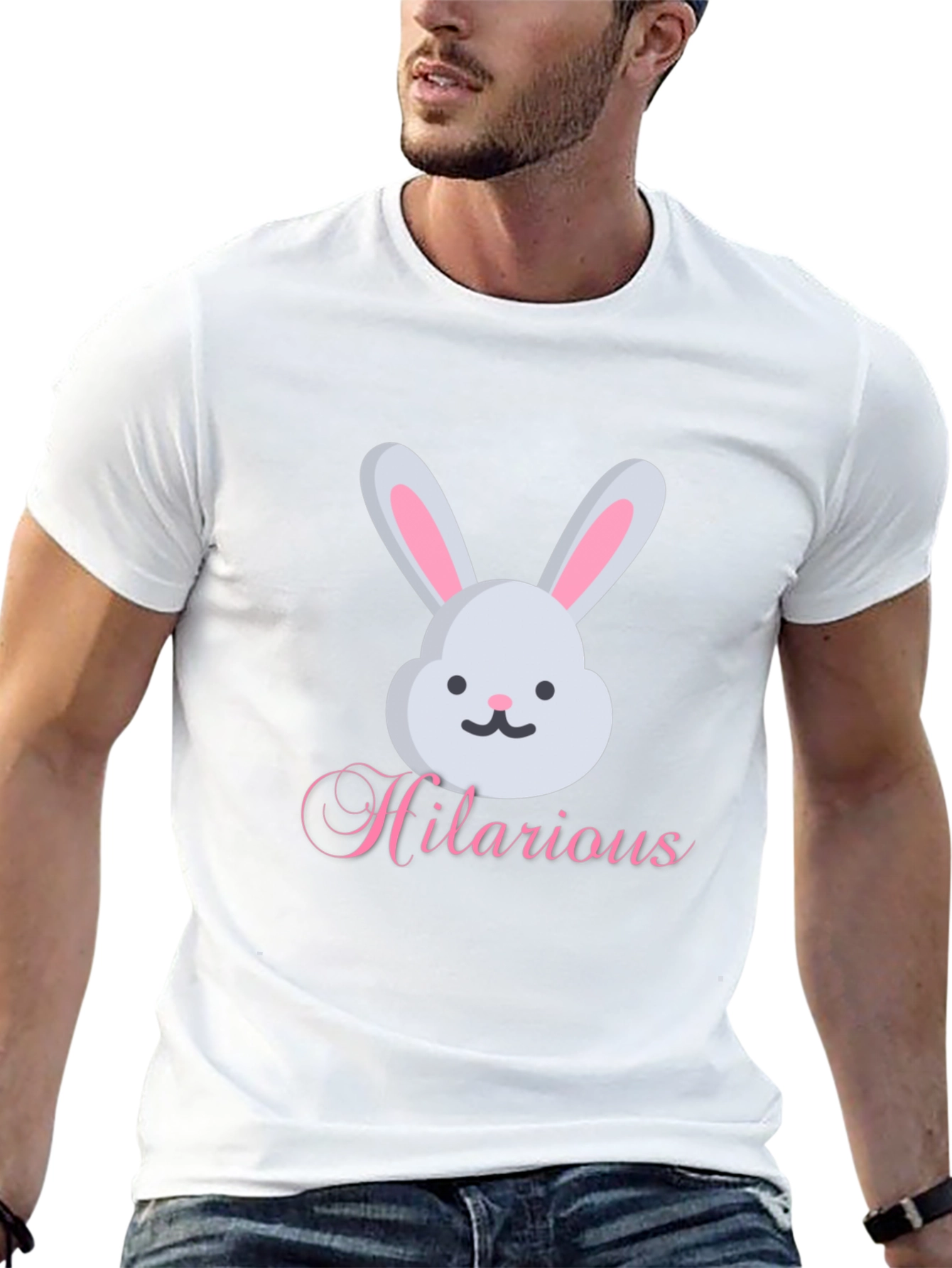 Black Hilarious Bunny Graphic Tee - Soft Cotton Blend view 13