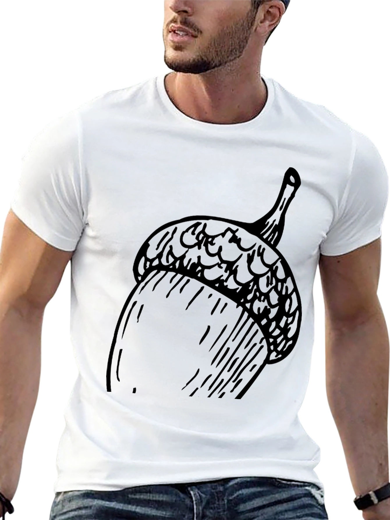 Black Acorn Graphic Tee - Nature Inspired Unisex T-Shirt view 13