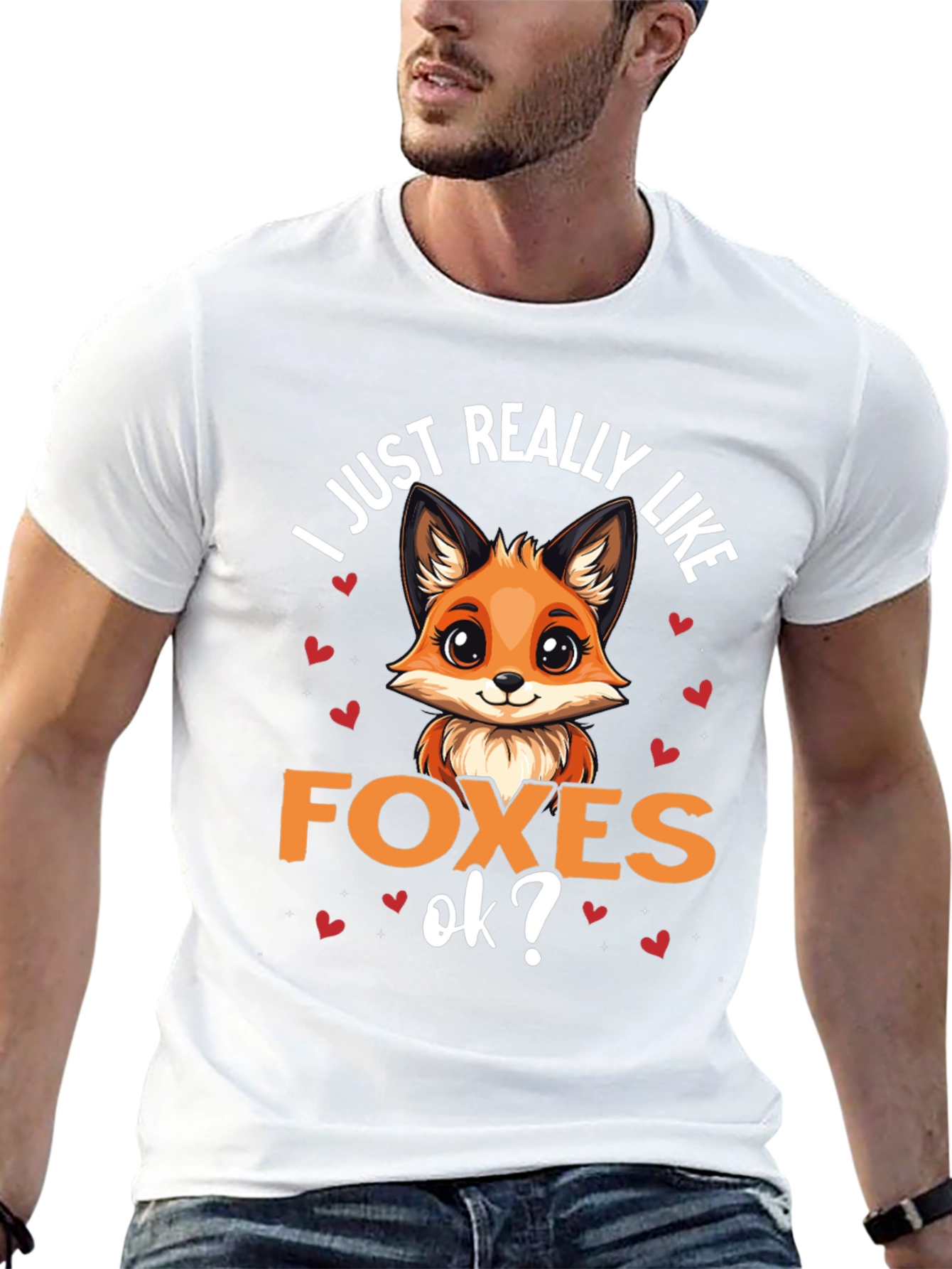 Black Cute Fox Lover T-Shirt - "I Just Really Like Foxes, Ok?" view 13