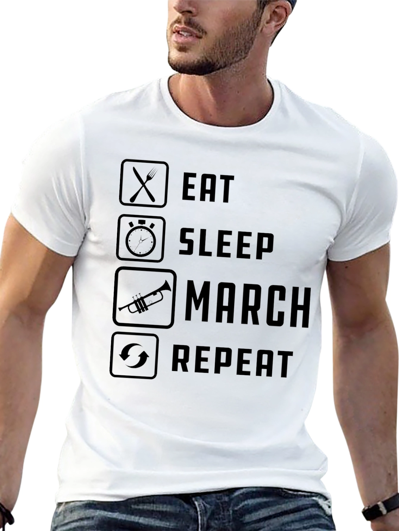 Black Eat Sleep March Repeat T-Shirt - Band/Musician Life view 13