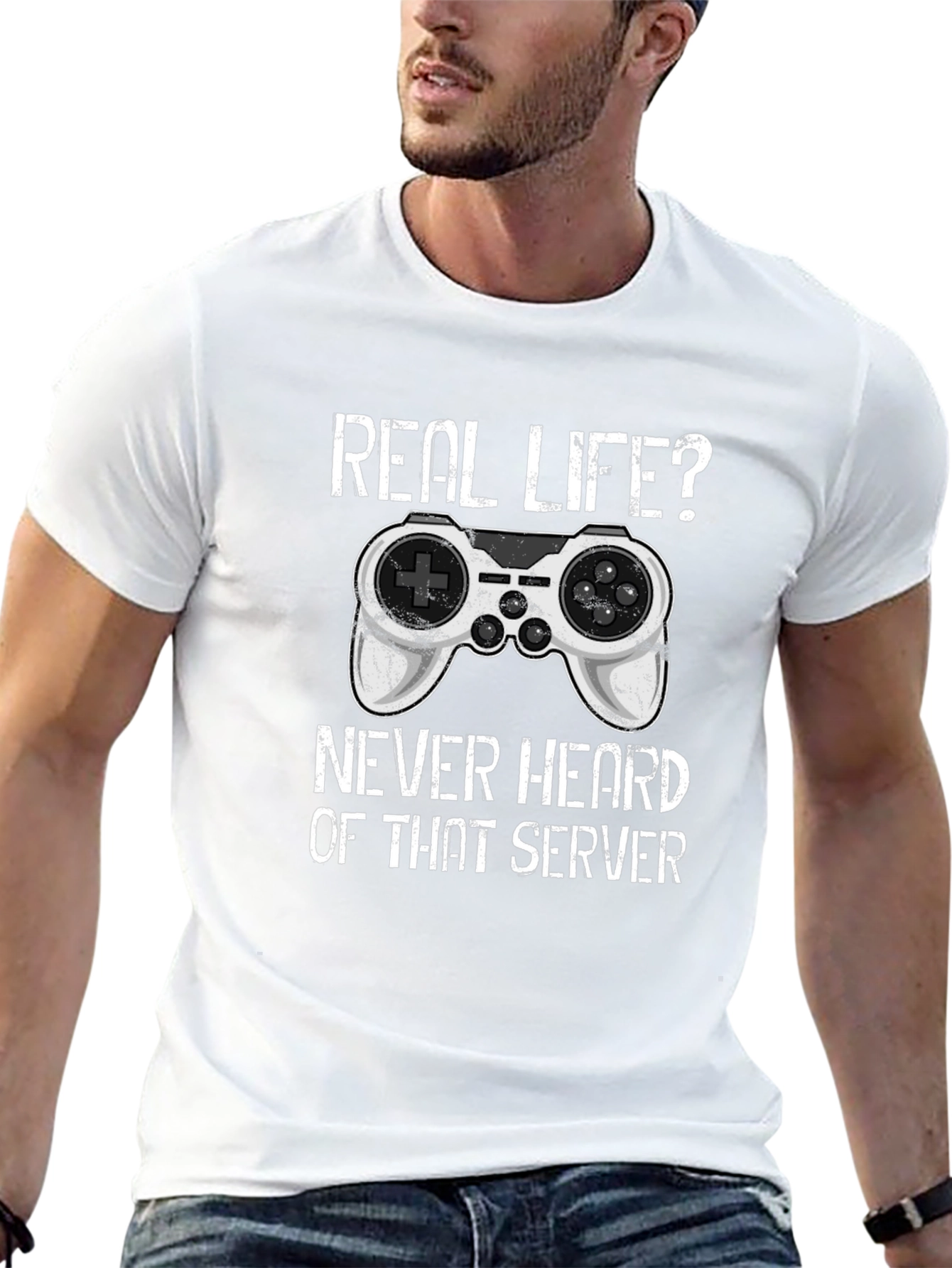 Black Gamer T-Shirt: Real Life? Never Heard of That Server view 13