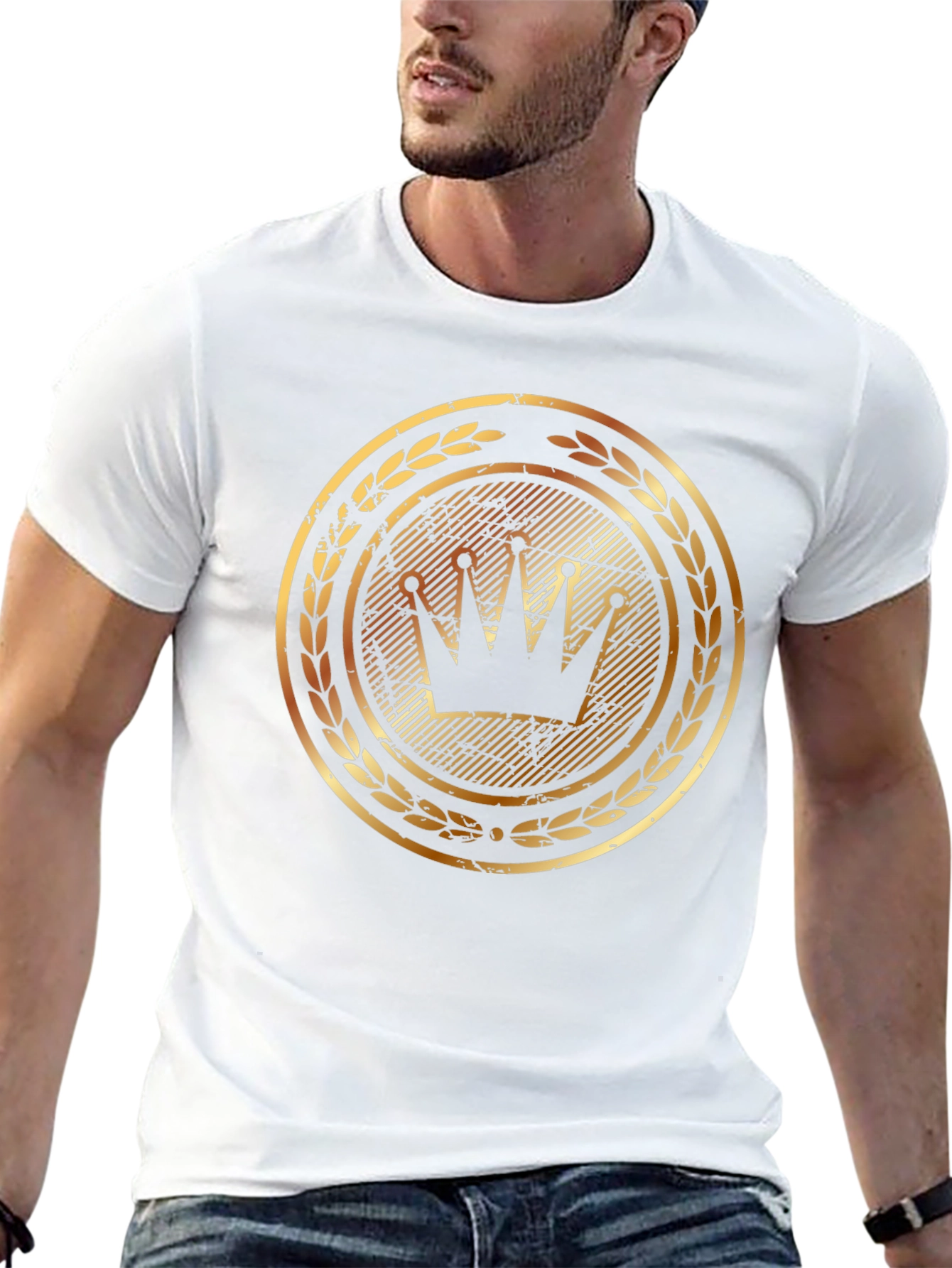 Black Golden Crown Graphic Tee - Stylish Men's Black T-Shirt view 13