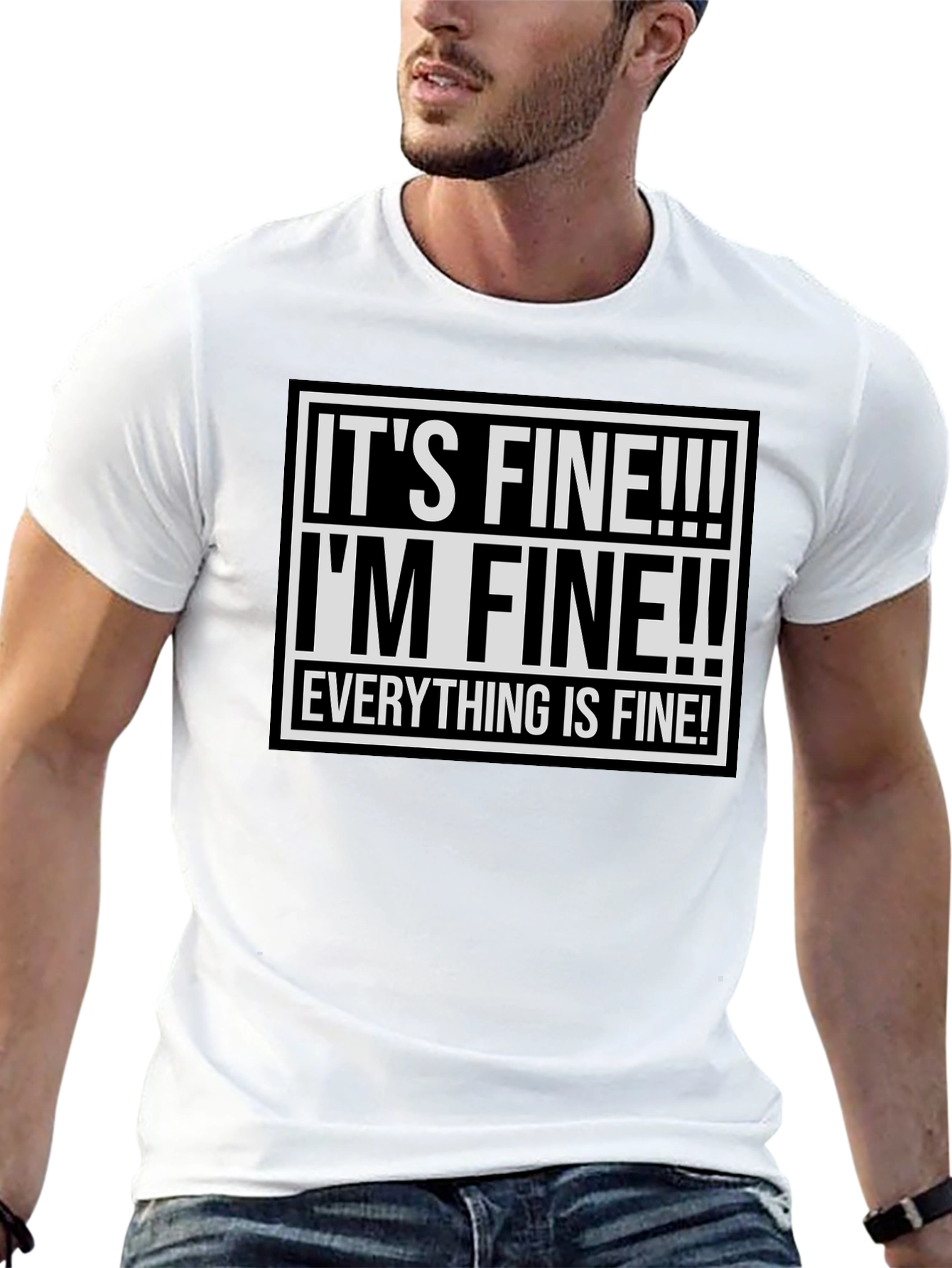 Black It's Fine! Graphic Tee - Funny Sarcastic Shirt view 13