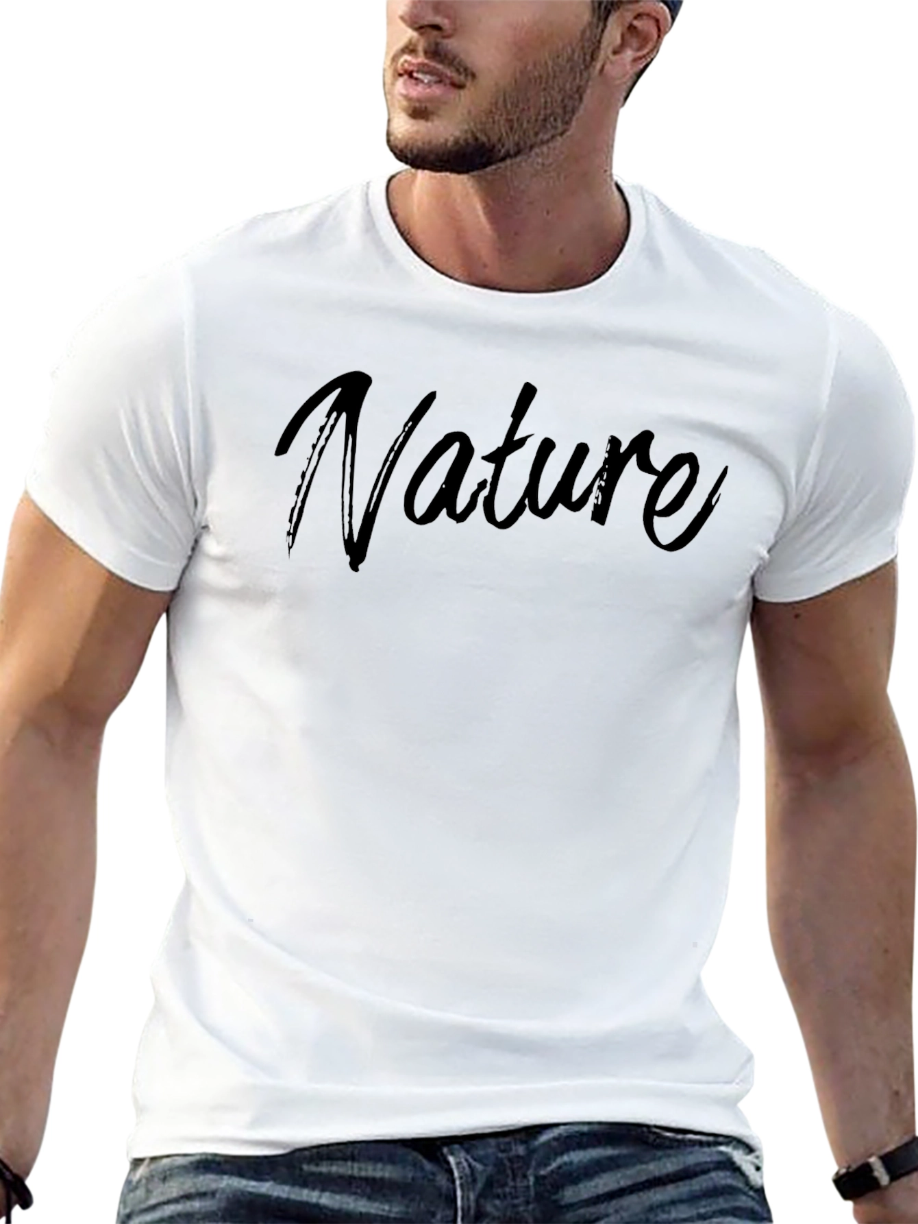 Black Nature Graphic Tee - Black Crew Neck T-Shirt view 13