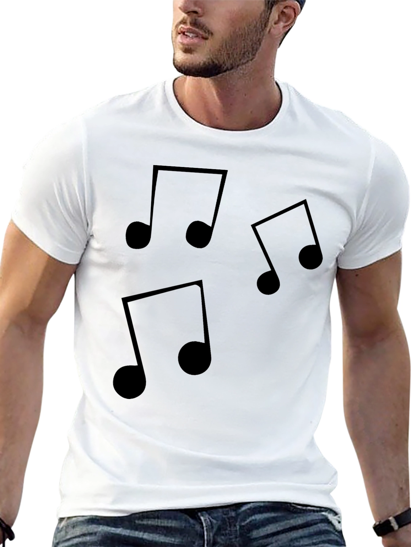 Black Musical Note T-Shirt - Black Cotton Tee for Music Lovers view 13