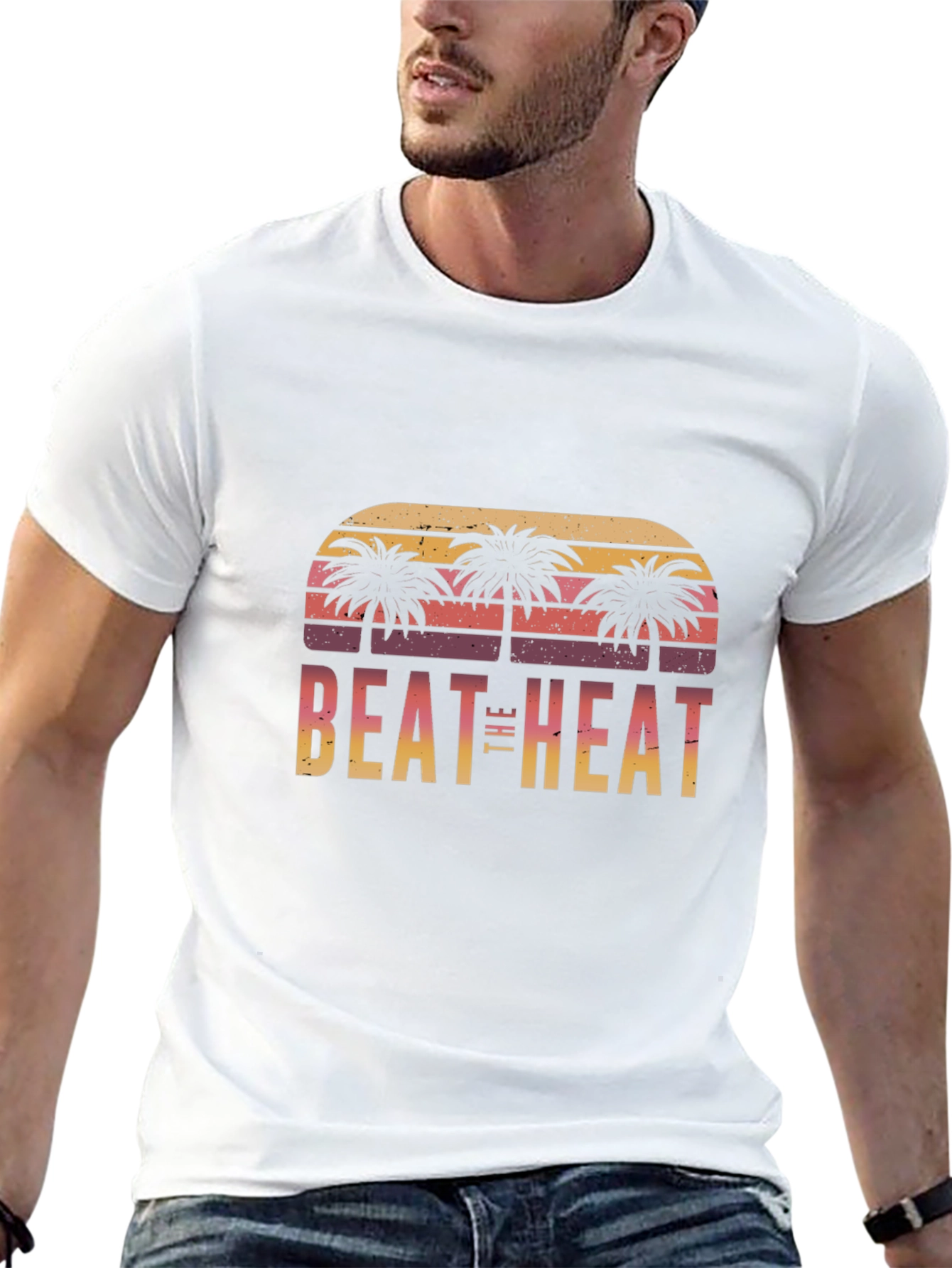 Black Beat The Heat Palm Tree Graphic Tee view 13