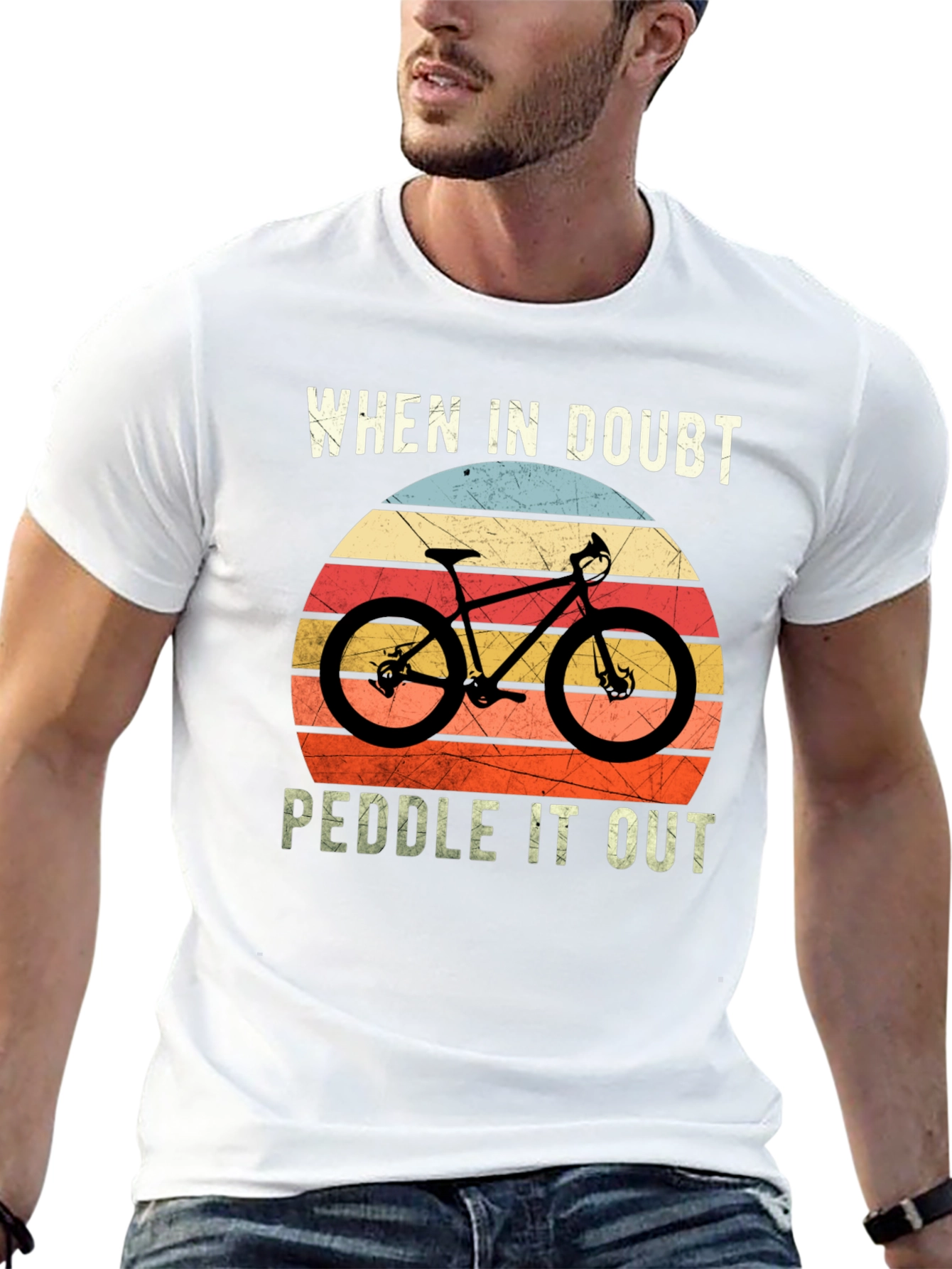 Black When In Doubt Peddle It Out T-Shirt view 13