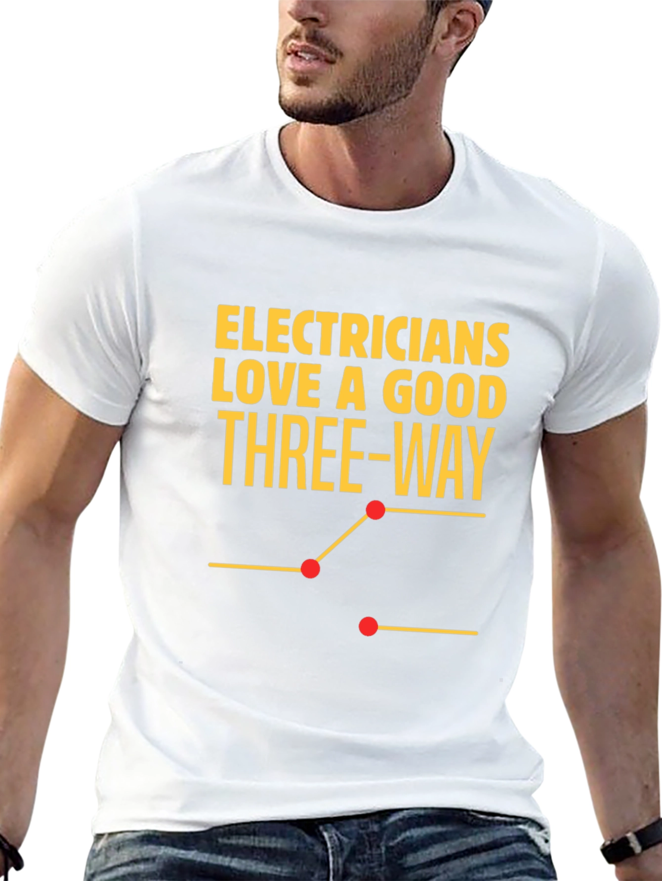 Black Electrician Three-Way Funny T-Shirt view 13