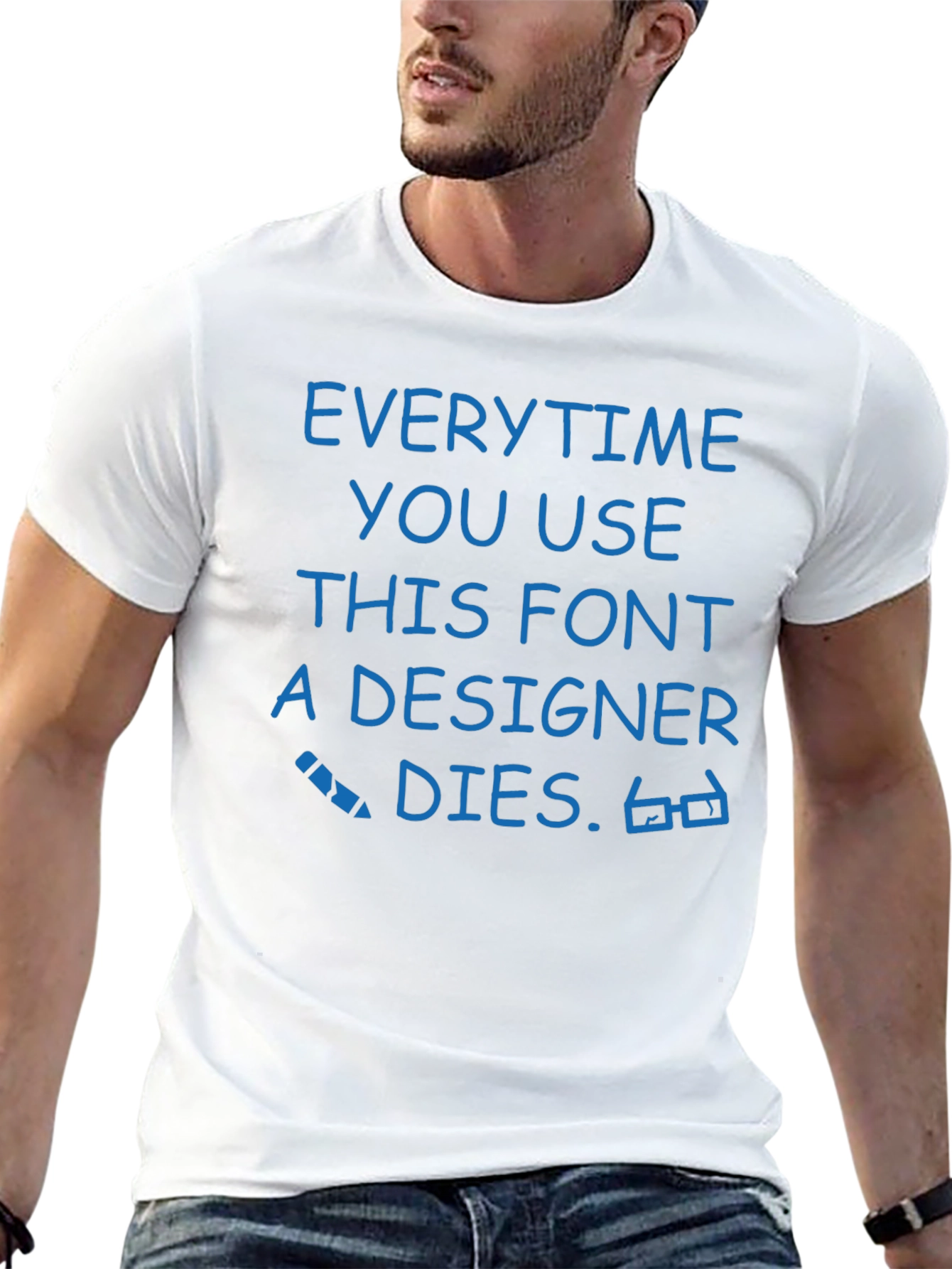 Black Designer Humor Tee - Every Time You Use This Font... view 13
