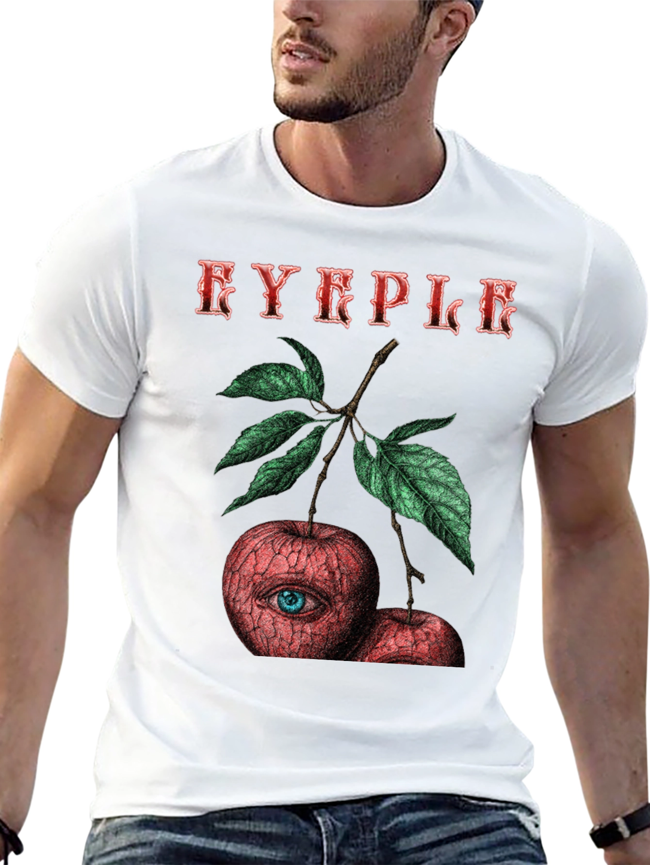 Black EYEPLE Graphic T-Shirt - Eye Apple Design view 13