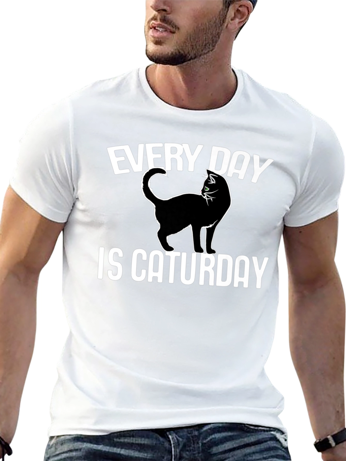 Black Every Day is Caturday Black T-Shirt view 13