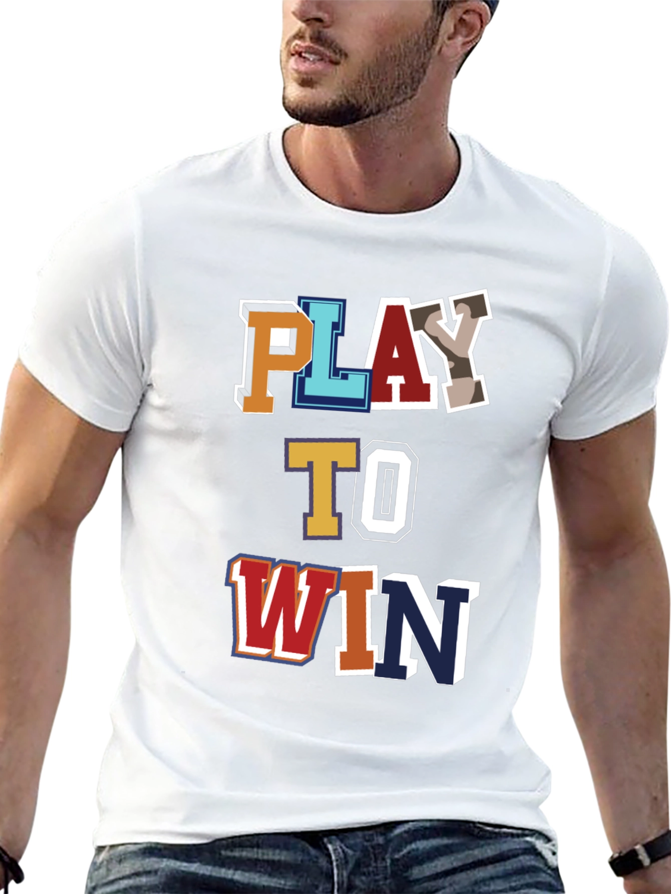 Black Play To Win Graphic Tee - Men's Cotton Blend T-Shirt view 13